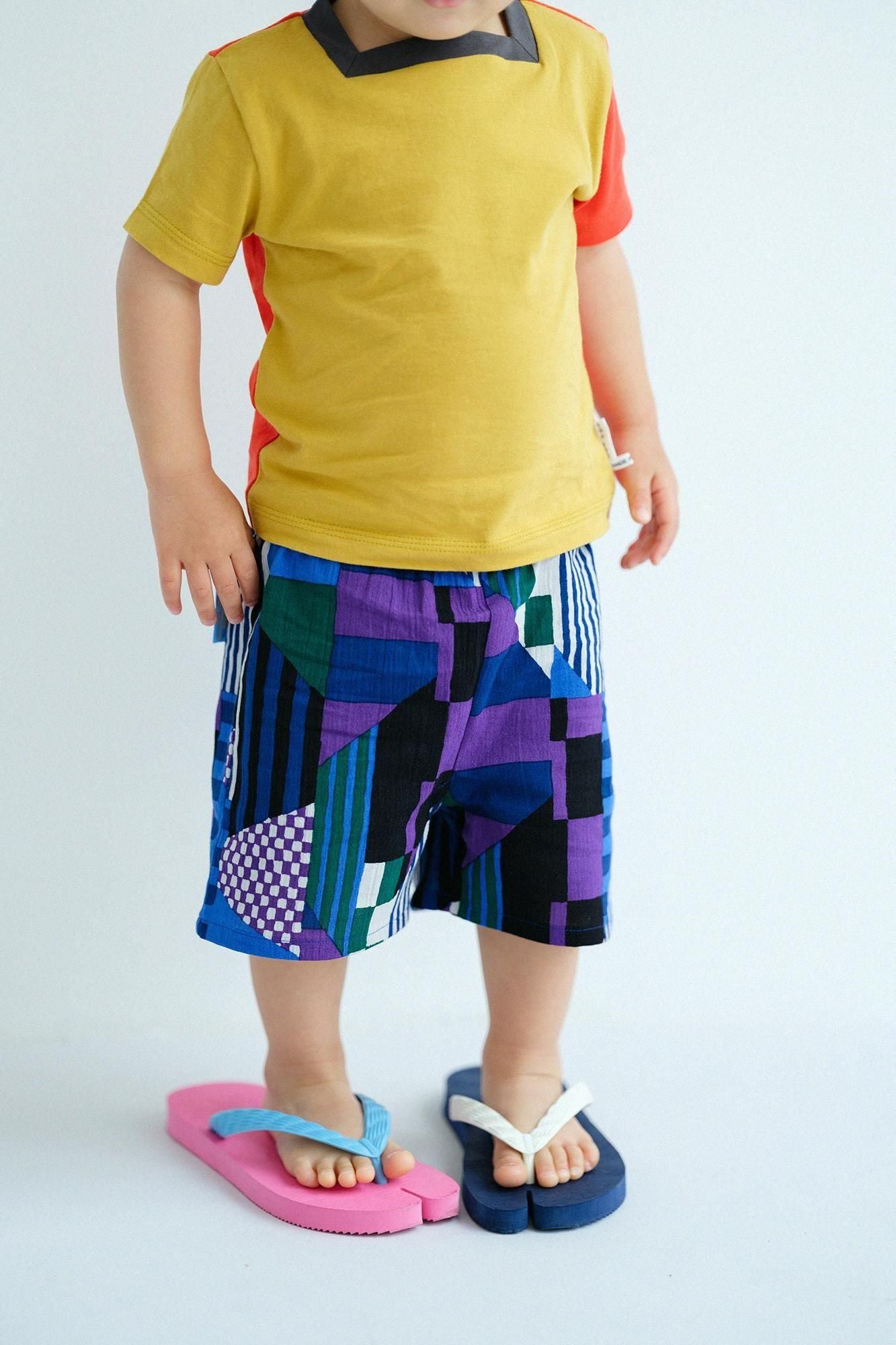 ●高島縮棉20/20童裝及膝短褲/Kikamon