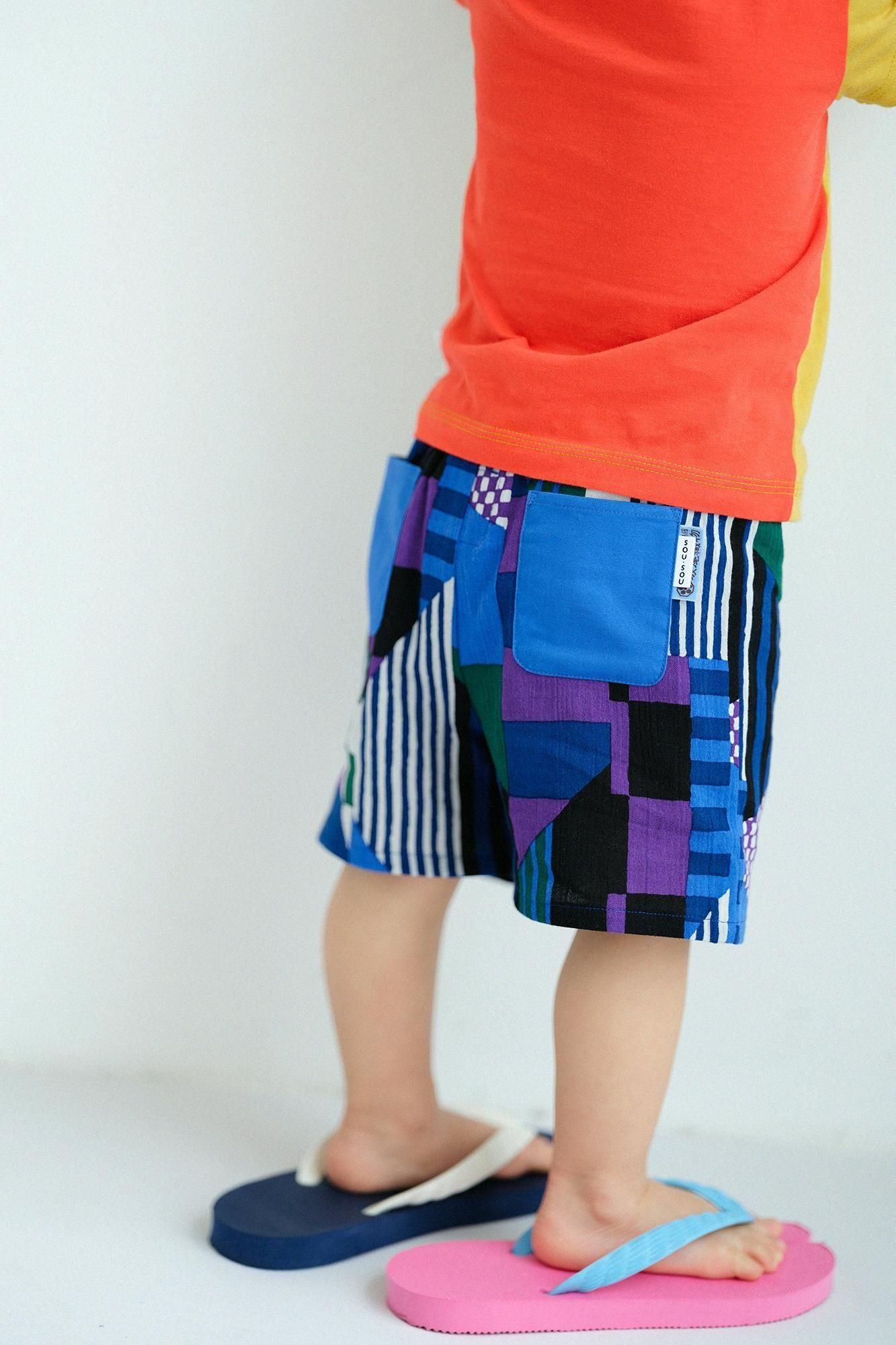 ●高島縮棉20/20童裝及膝短褲/Kikamon