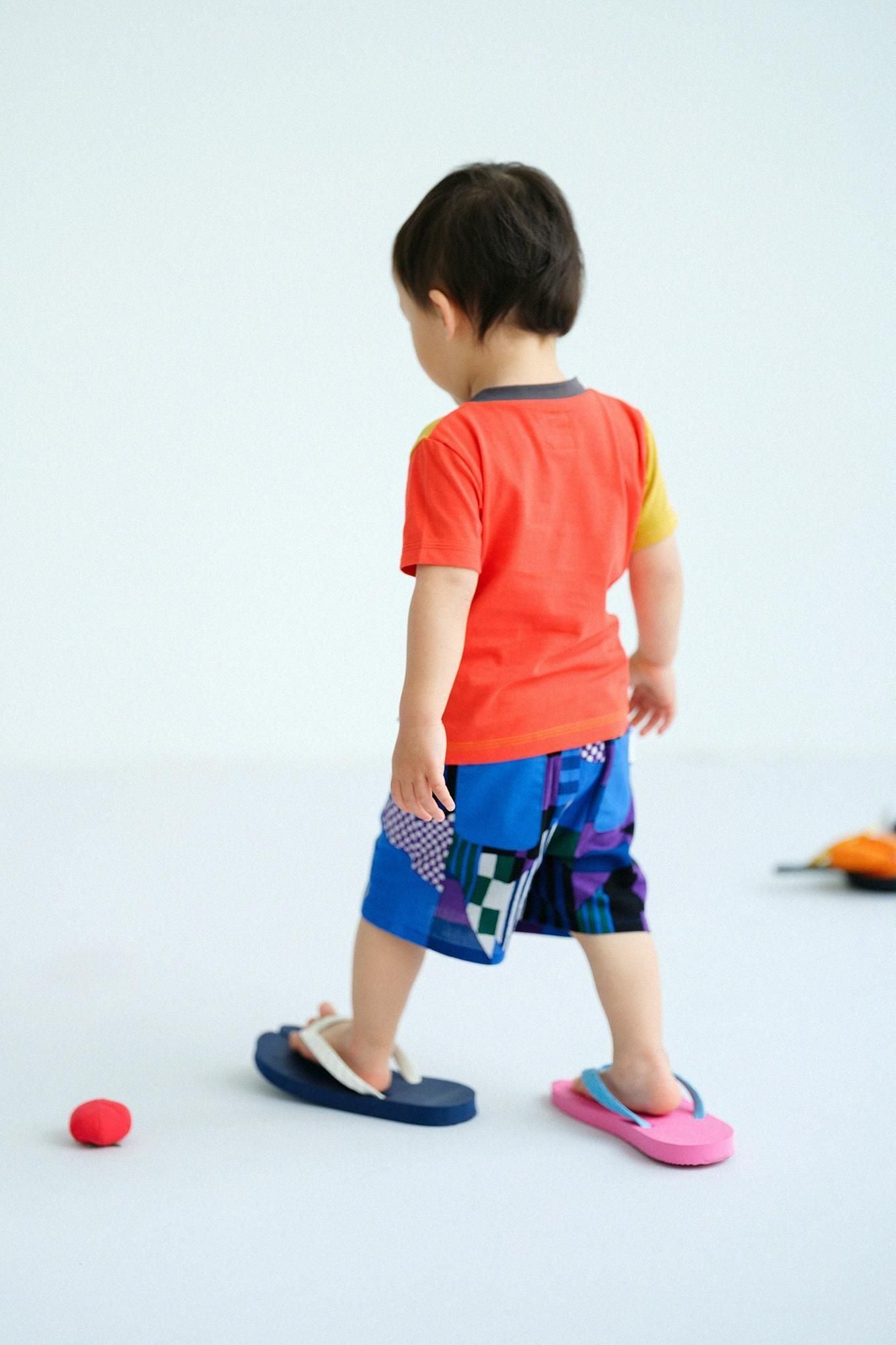 ●高島縮棉20/20童裝及膝短褲/Kikamon