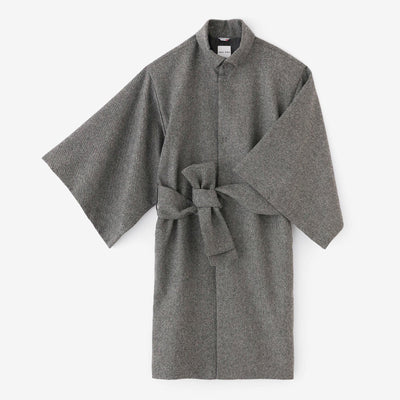 Combed Yarn Twill Weave Kimono Sleeve Coat with Lining / Heather Dark Grey