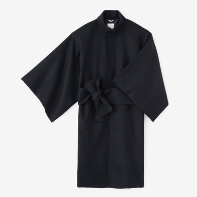 Combed Yarn Twill Weave Kimono Sleeve Coat with Lining / Dark Navy