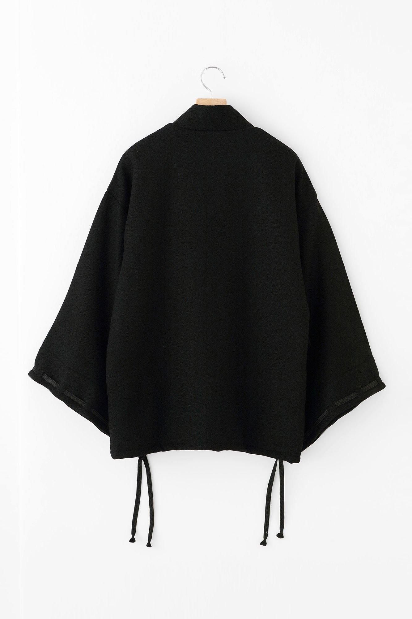 美品Sサイズ　梳毛大細交織　伯爵羽織　宮中袖　袷／濡羽色 net限定】梳毛（そもう） 大細交織（たいさいこうしょく） 伯爵羽織