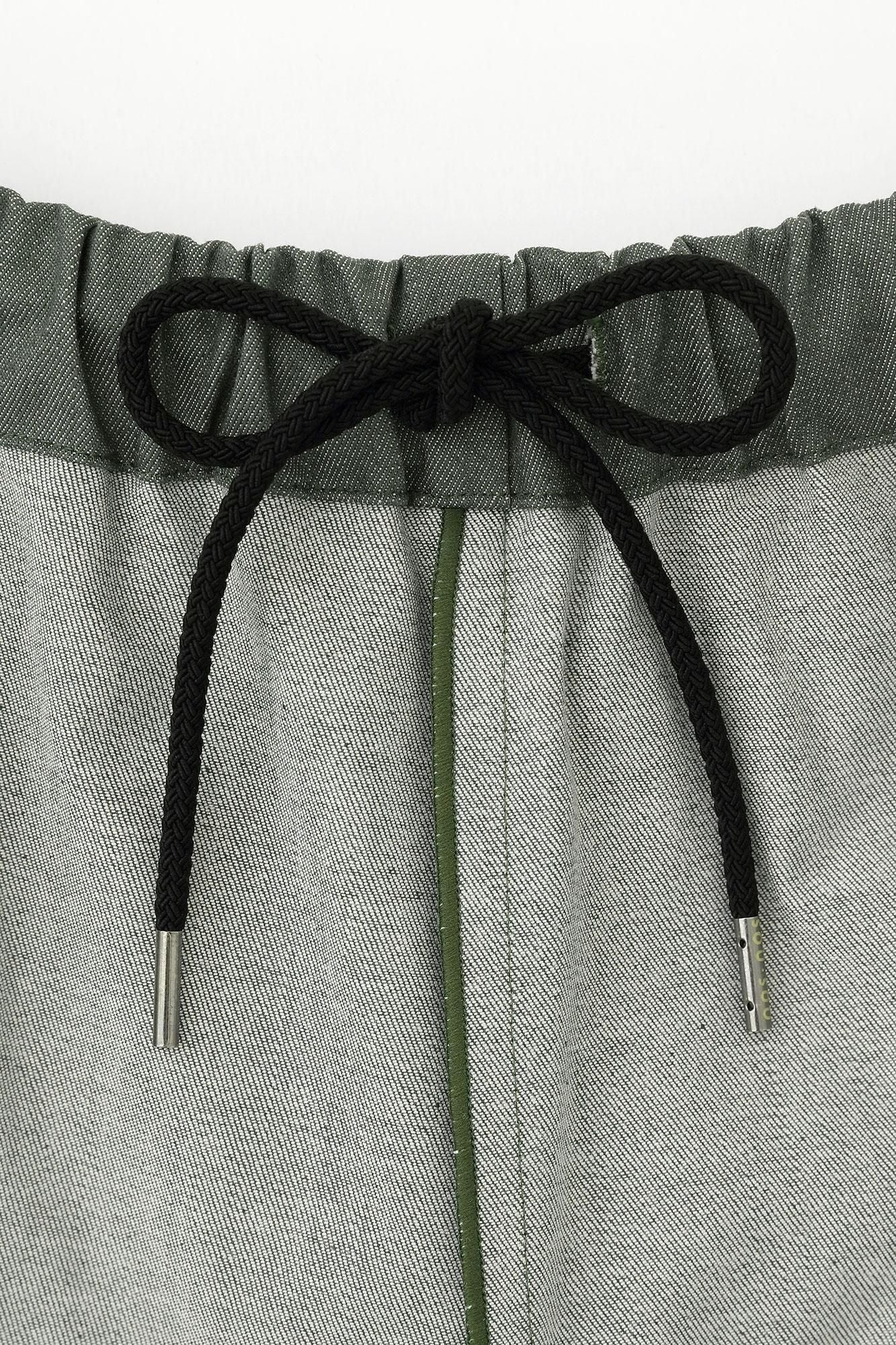 Stretch Denim Wide-legged Pants / Moss Green