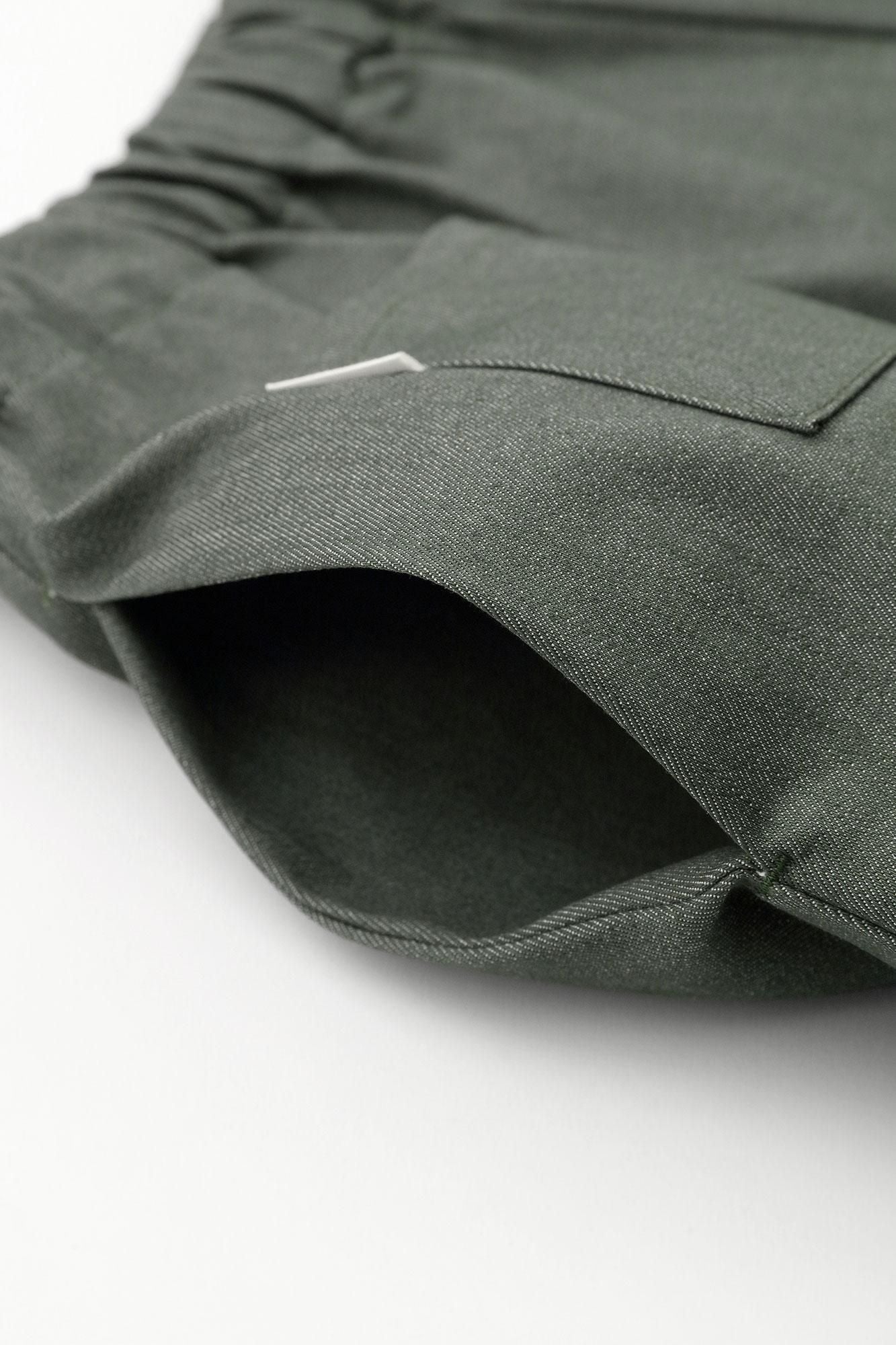 Stretch Denim Wide-legged Pants / Moss Green