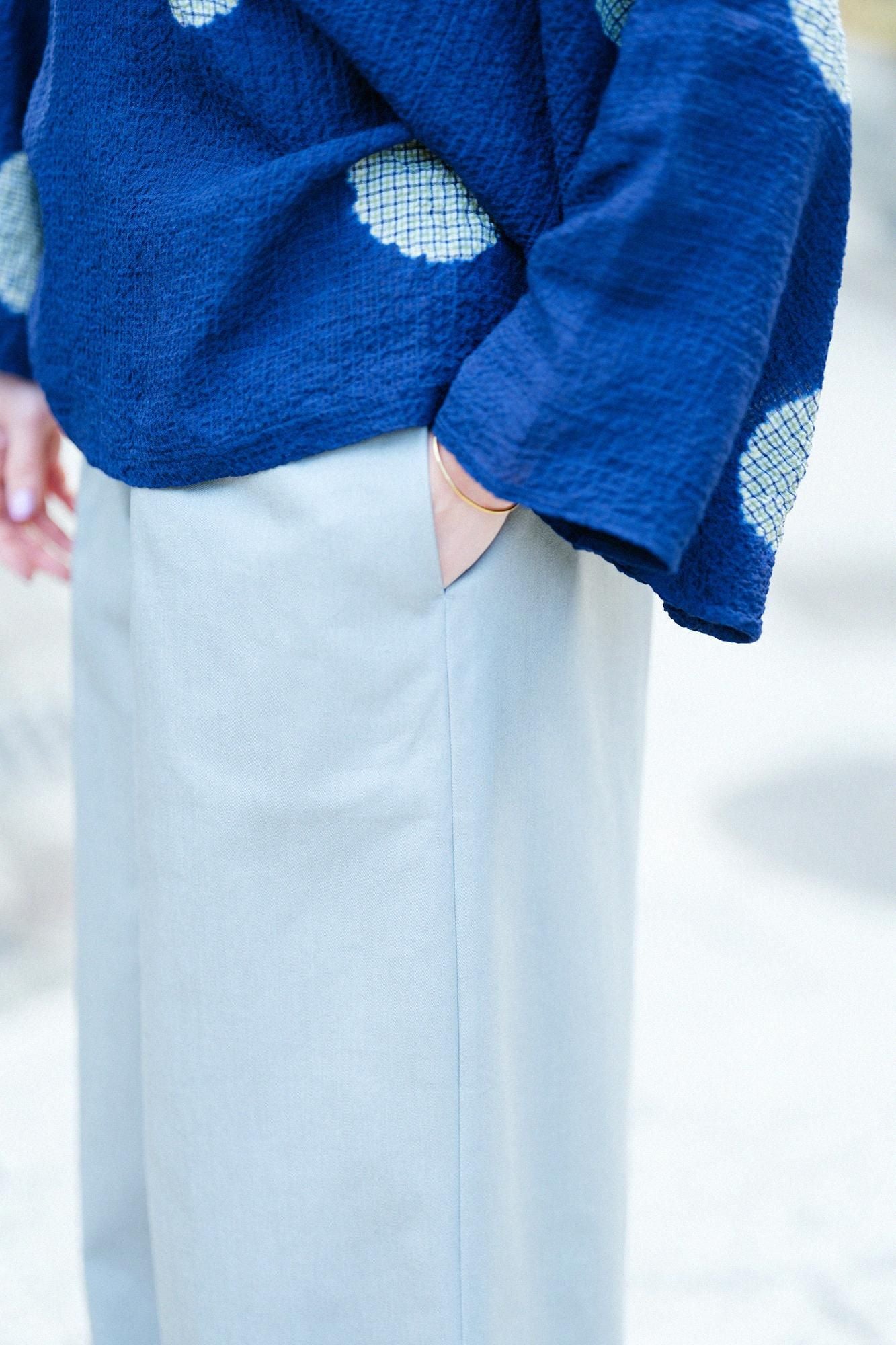 Stretch Denim Wide-legged Pants / Light Grey