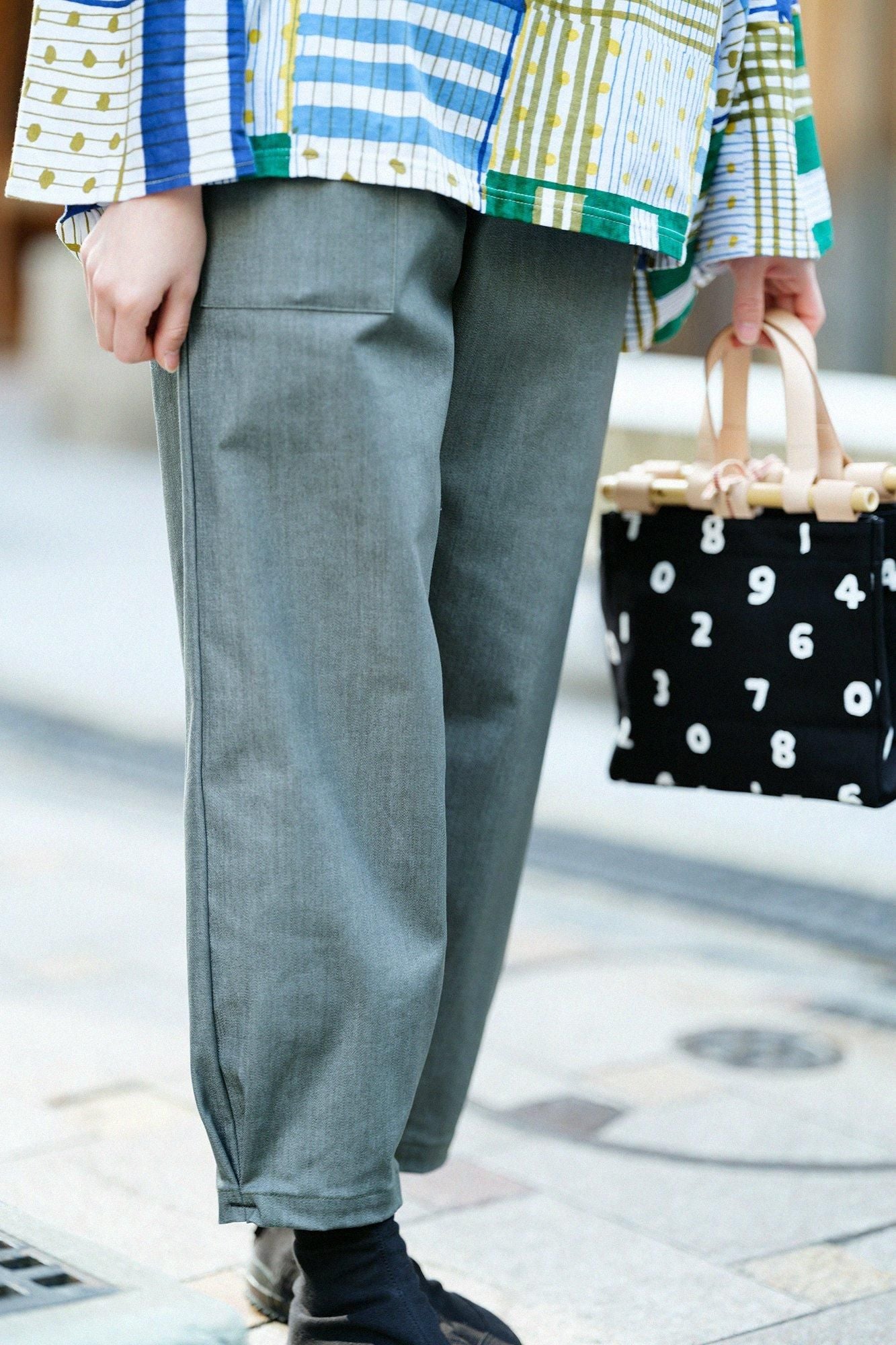 彈性牛仔布 工人褲／青苔色