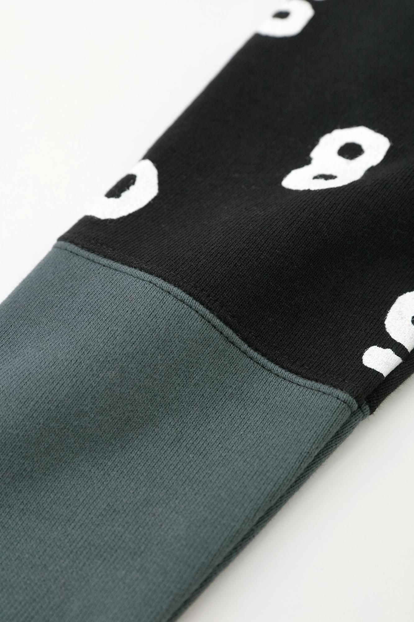 ● Fleece Lining Bi-color Sleeve Square Neck Shirt Akome / SO-SU-U Black