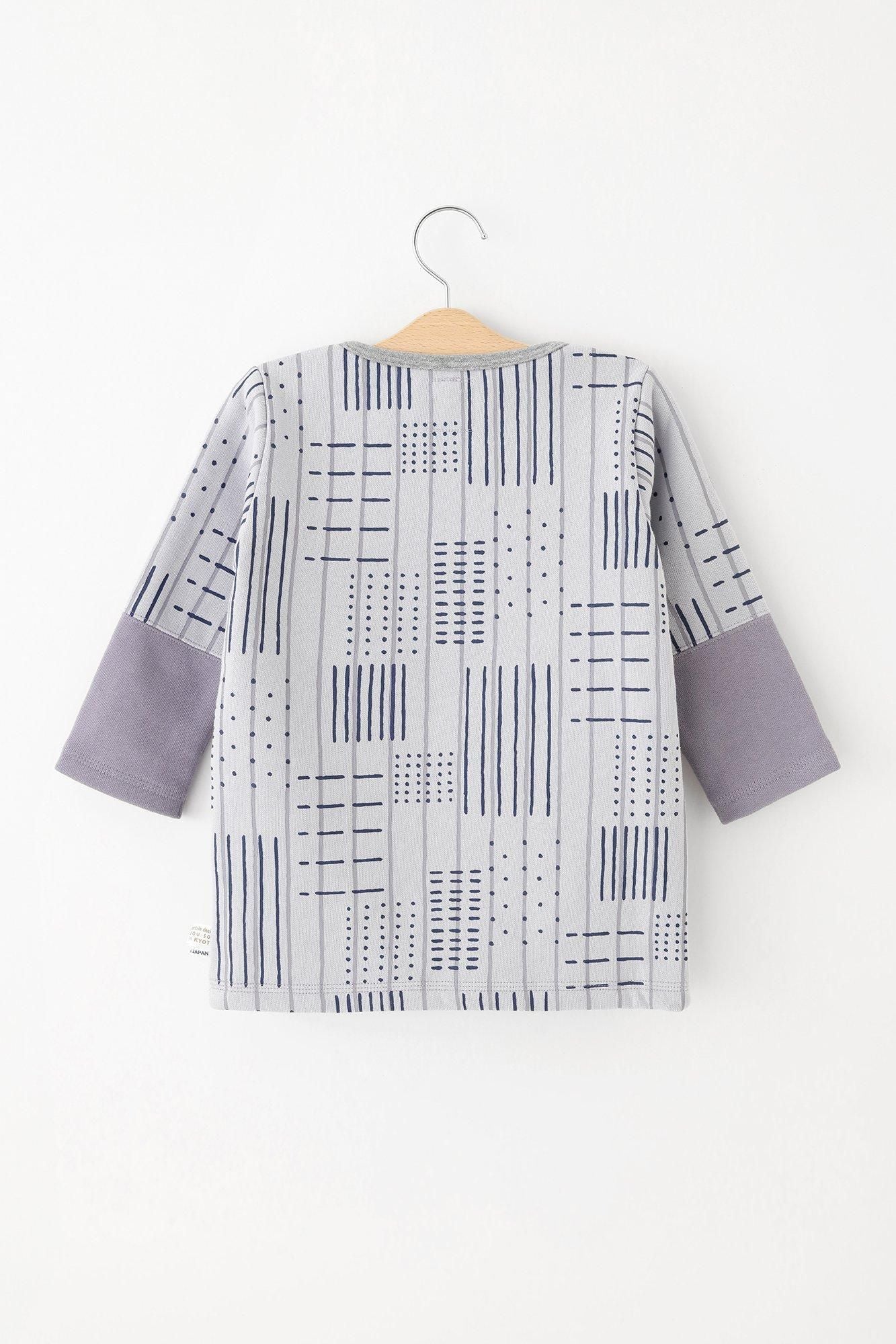 ● Fleece Lining Bi-color Sleeve Square Neck Shirt Akome / Interstices and Stripes Light Blue