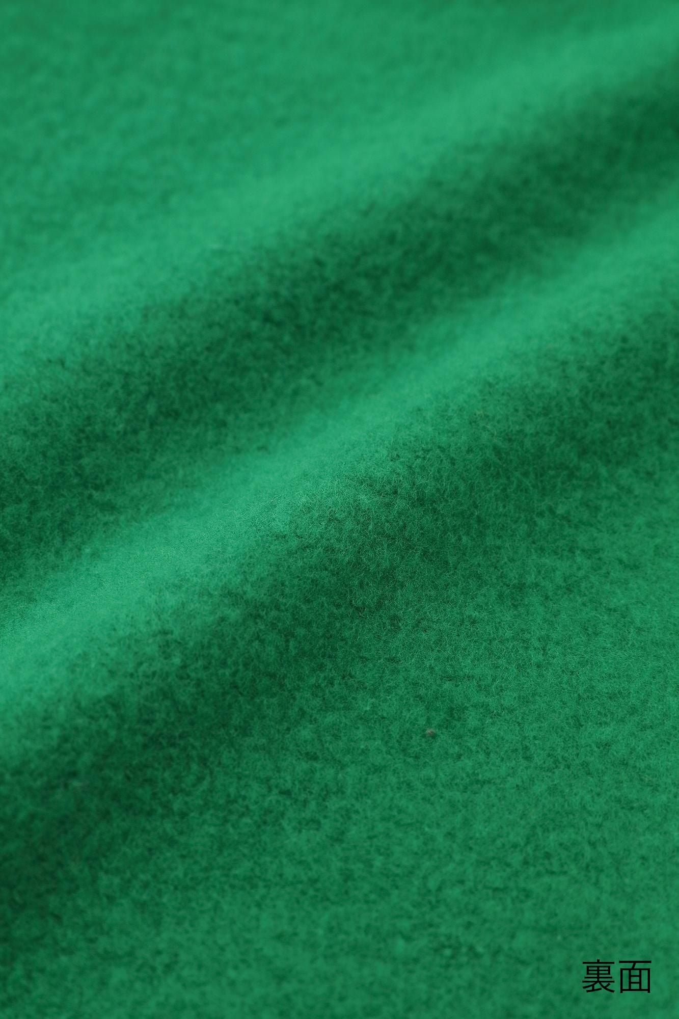 ● Fleece Lining Bi-color Sleeve Square Neck Shirt Akome / Green×Yellow