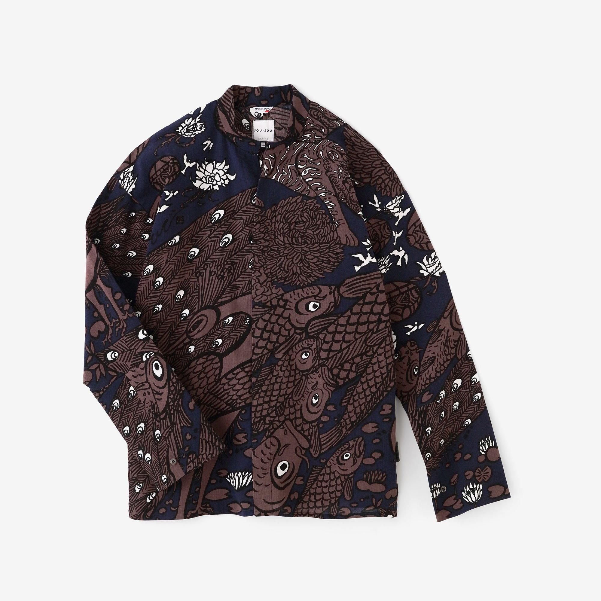 高島縮 20/20 立衿（たちえり） 筒袖襯衣（つつそでしんい