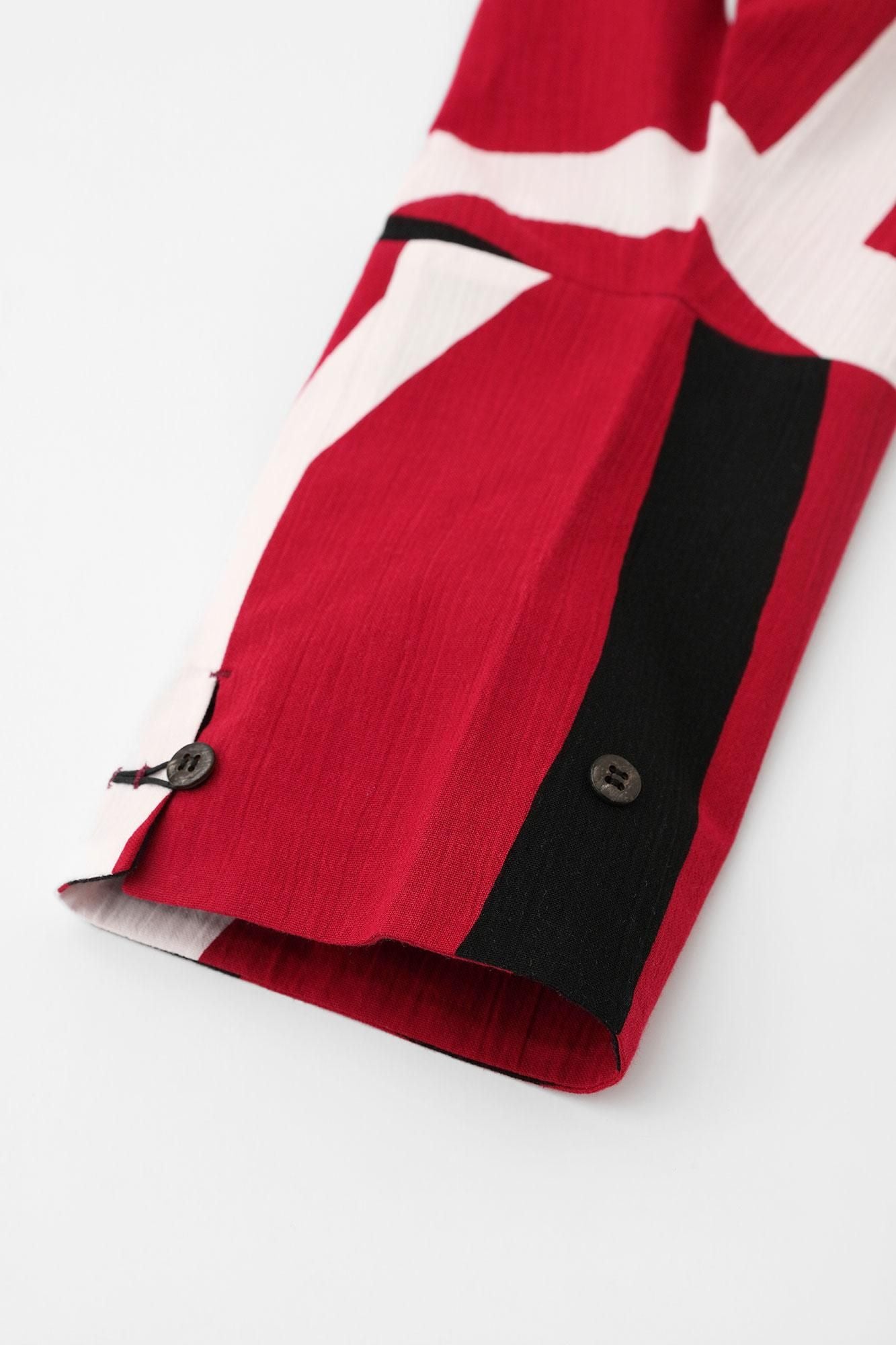 Chizimi Cotton 20/20 Band Collar Tight-sleeved Kimono Shirt / Waterfall