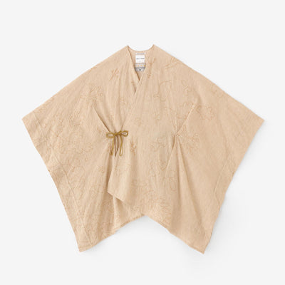 【net limited】Linen-Rayon Blend Kisaragi Poncho／Rural Woodland Swayand Blank Winter Moss Color