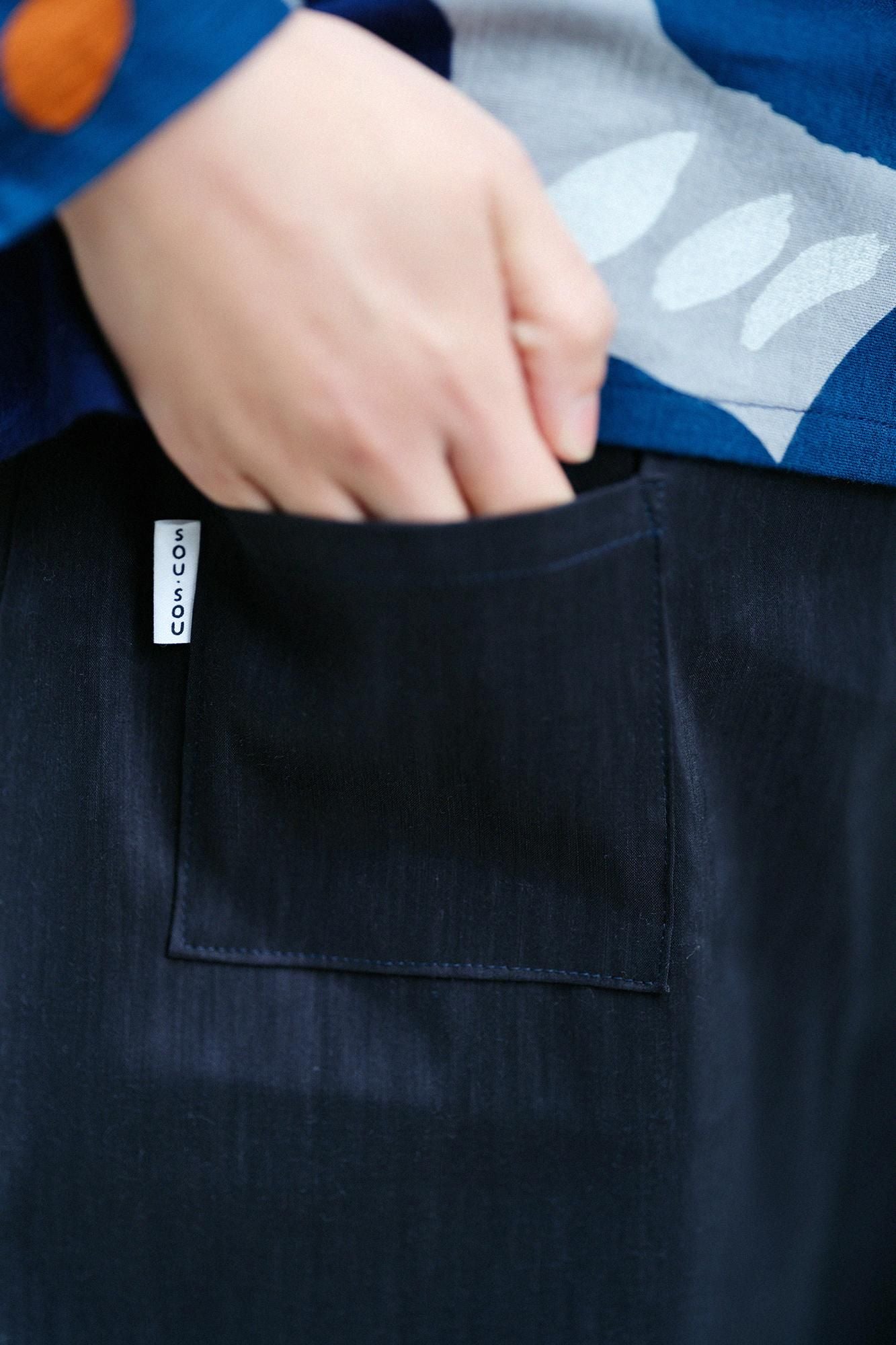 麻 広形（ひろなり）もんぺ／深紺（しんこん）