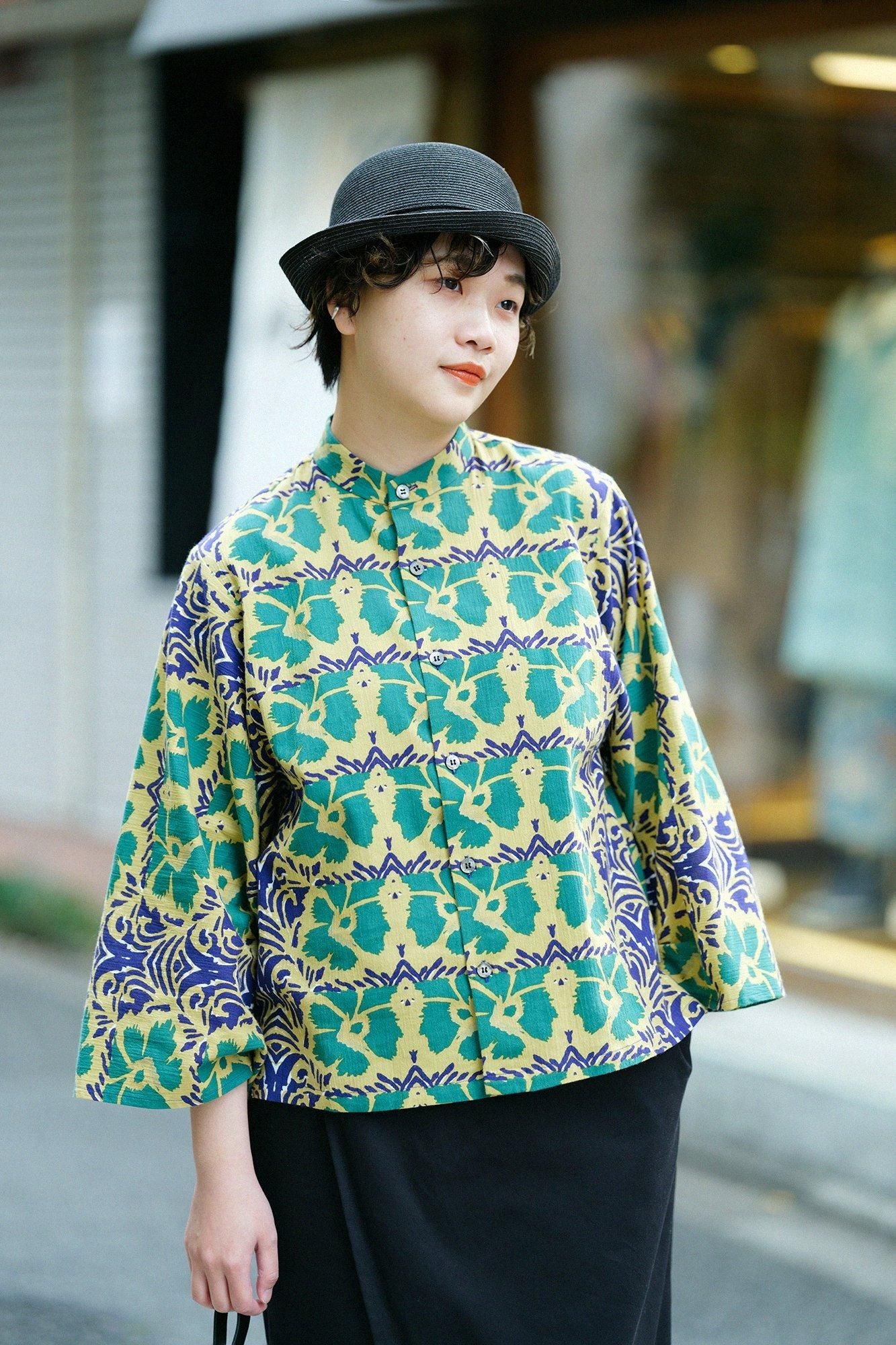 高島縮棉 20/20和服袖 襯衫／唐撫子