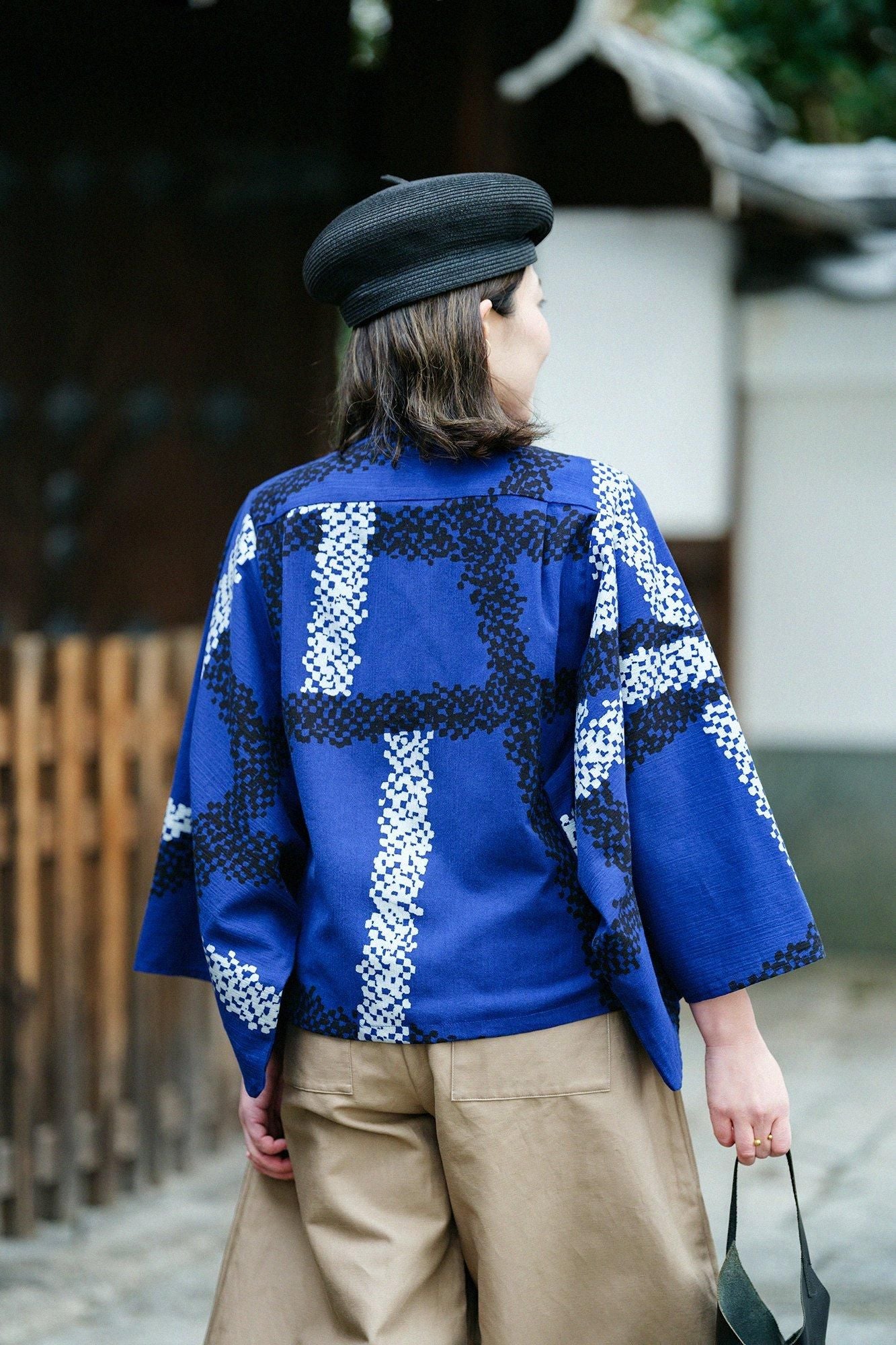 Chizimi Cotton 20/20 Kimono Sleeve Blouse / Tied-up