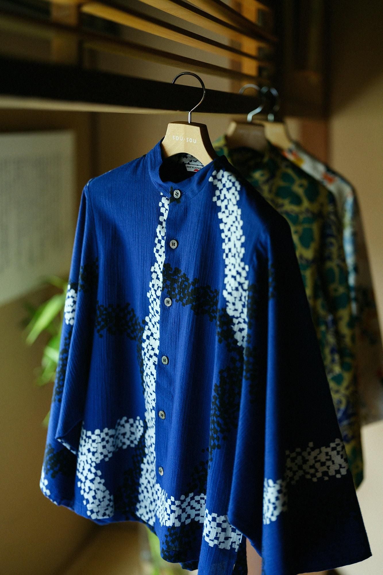 Chizimi Cotton 20/20 Kimono Sleeve Blouse / Tied-up