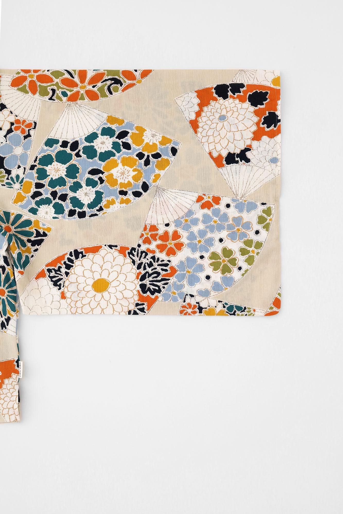 高島縮 20/20 草衣（そうい） 上（うえ）／扇（おうぎ） 白茶鼠（しらちゃ