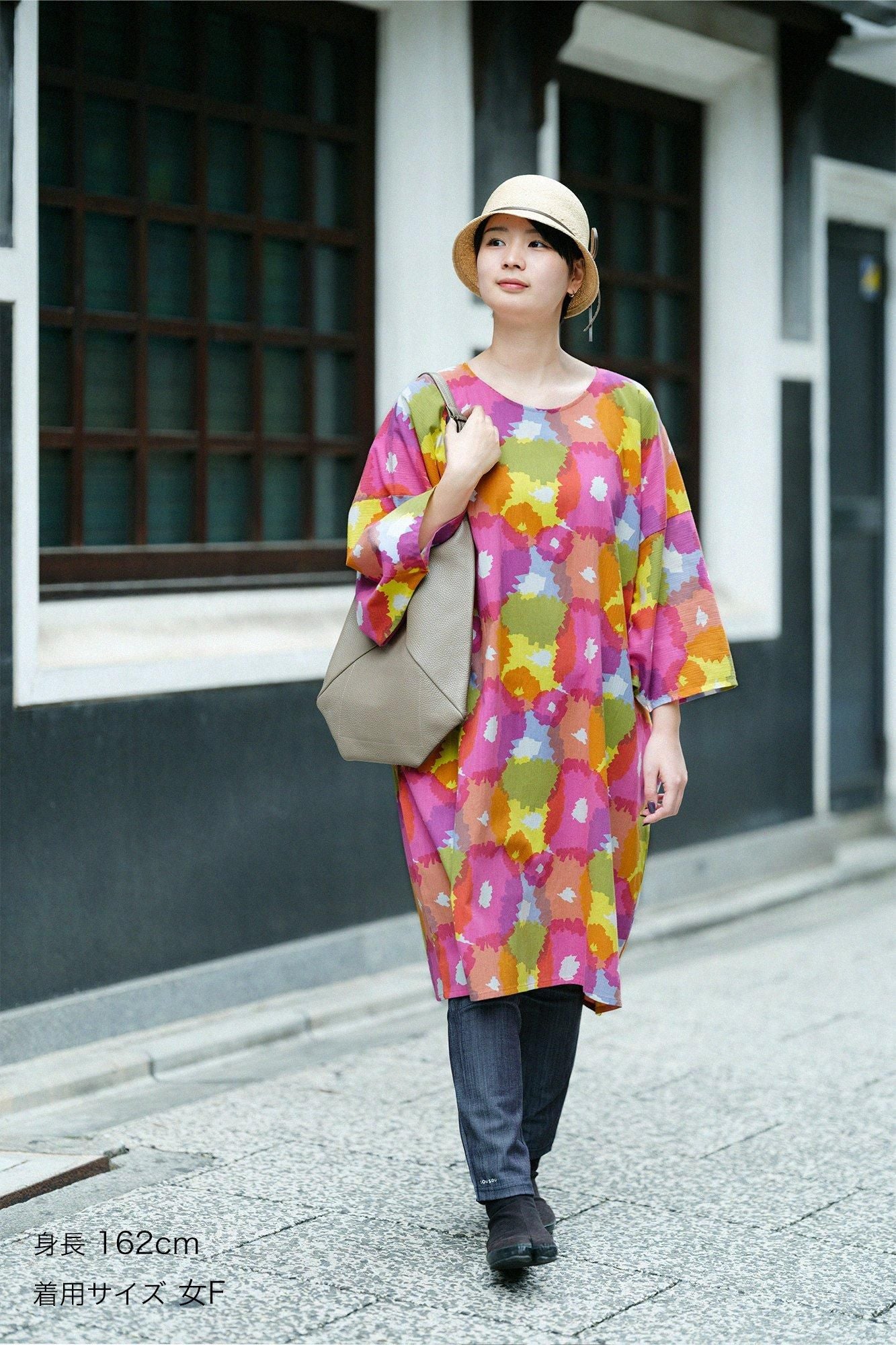 美品 sou・sou ソウソウ 高島縮 薙刀長方形衣 ワンピース ゆったり 高島縮 薙刀長方形衣