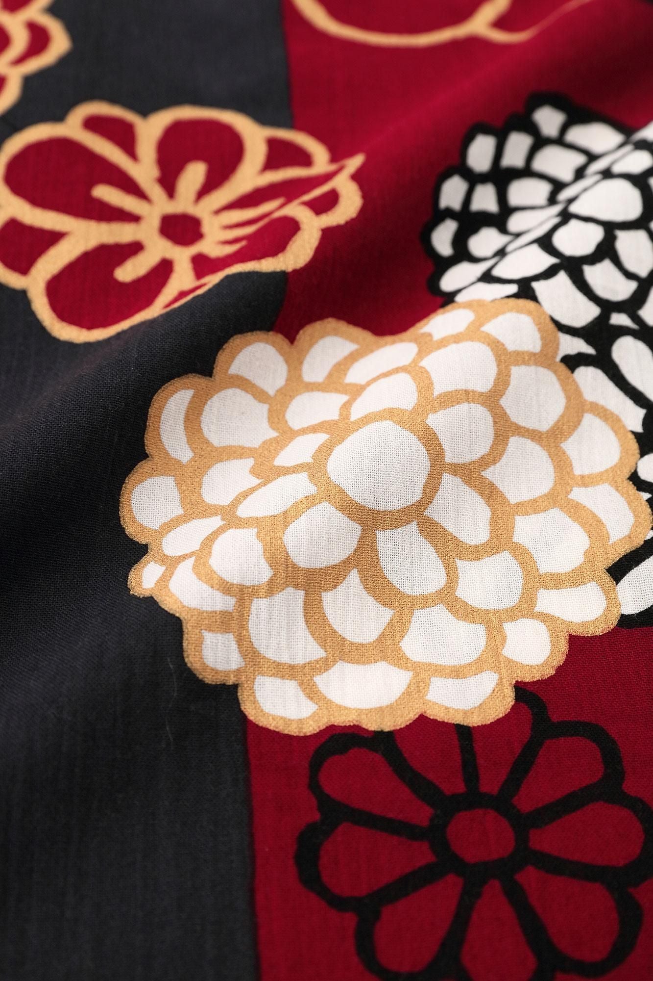 高島縮棉 20/20 圓弧袖長方形洋裝/金襴緞子