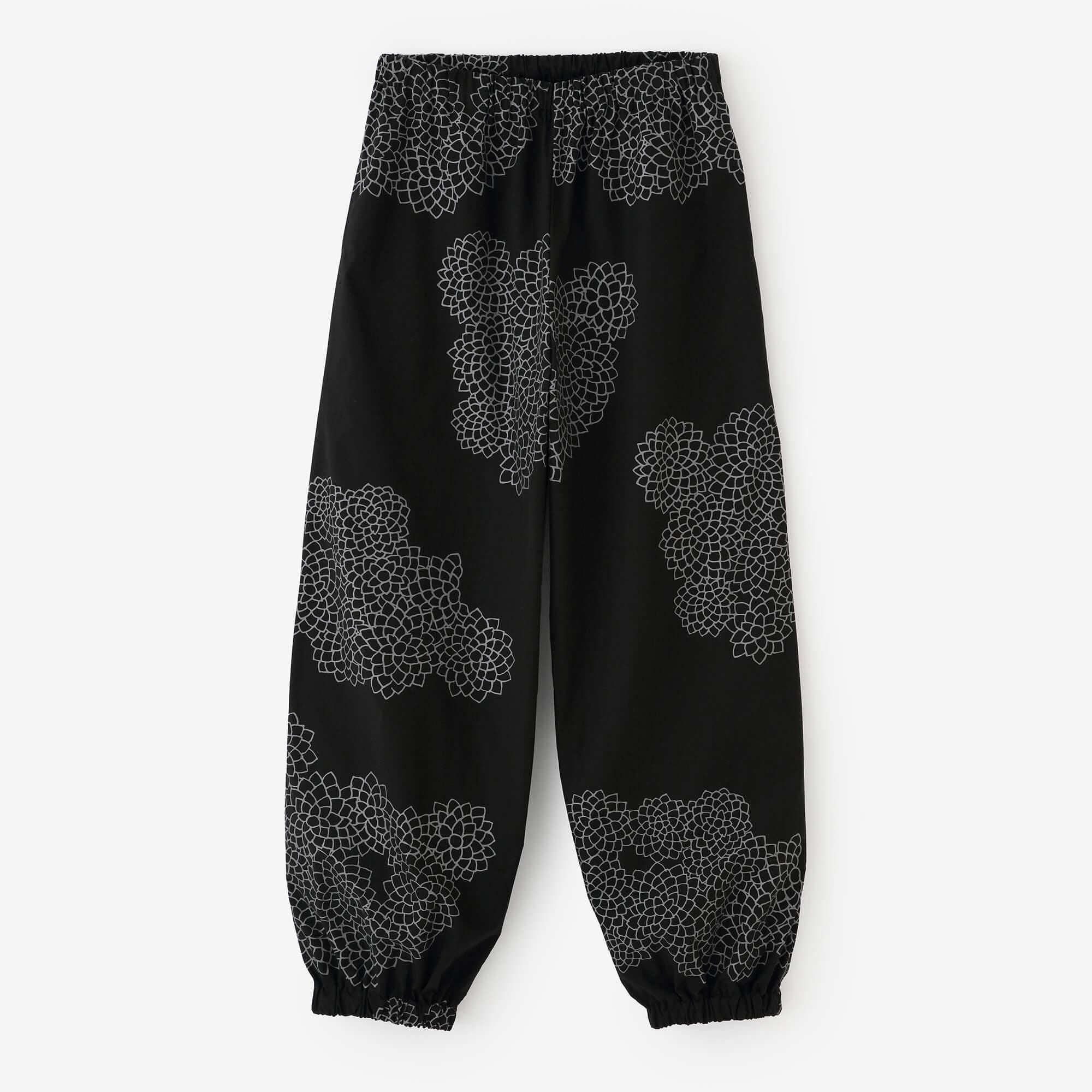 棉布 作務衣下裝／雲間菊 黑色