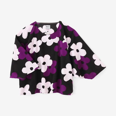 Chizimi Cotton 20/20 Naginata Square Top / Layered-flowers Black Purple