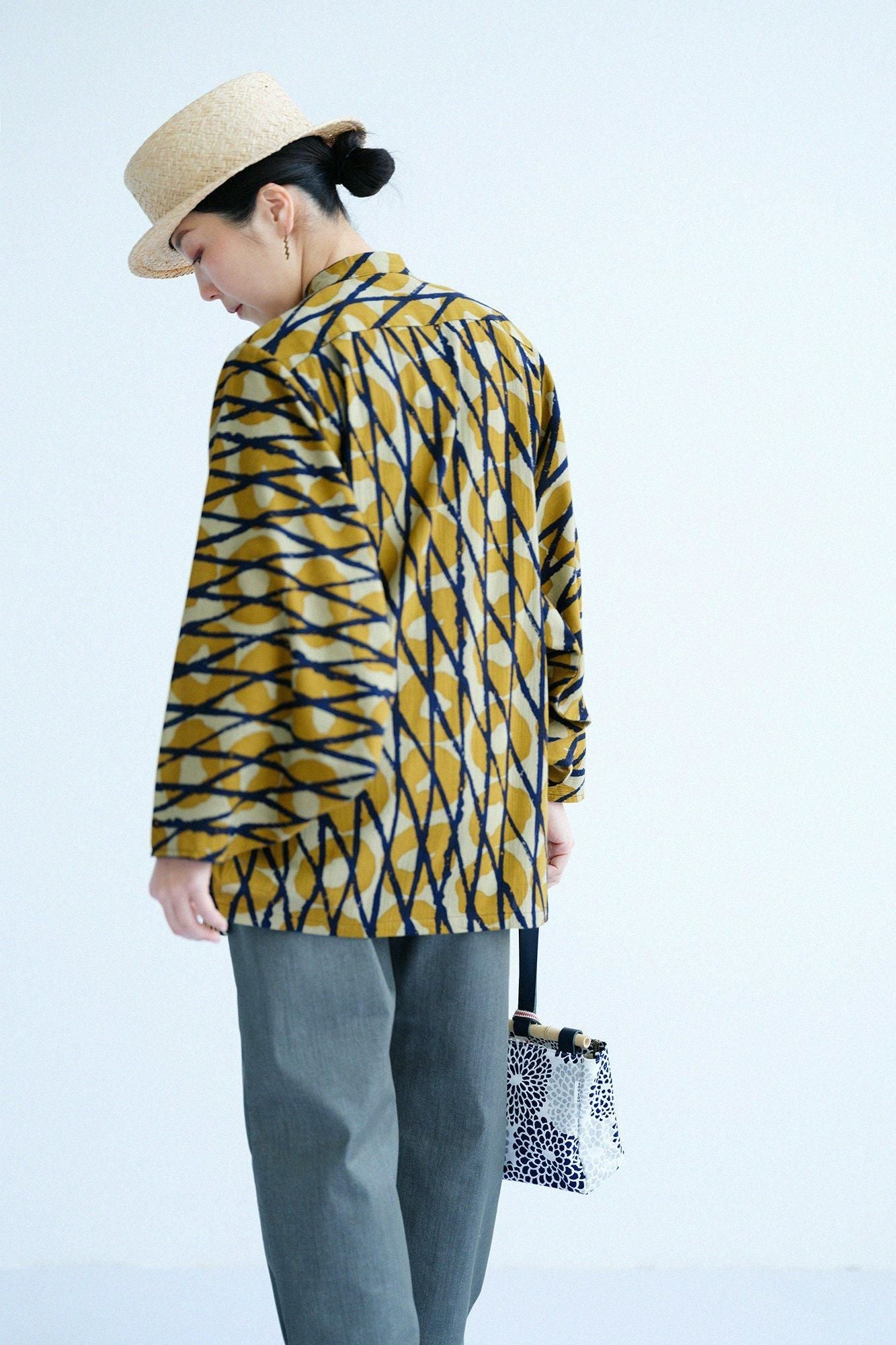 Chizimi Cotton 20/20 Naginata Sleeve Long Shirt) / Storm
