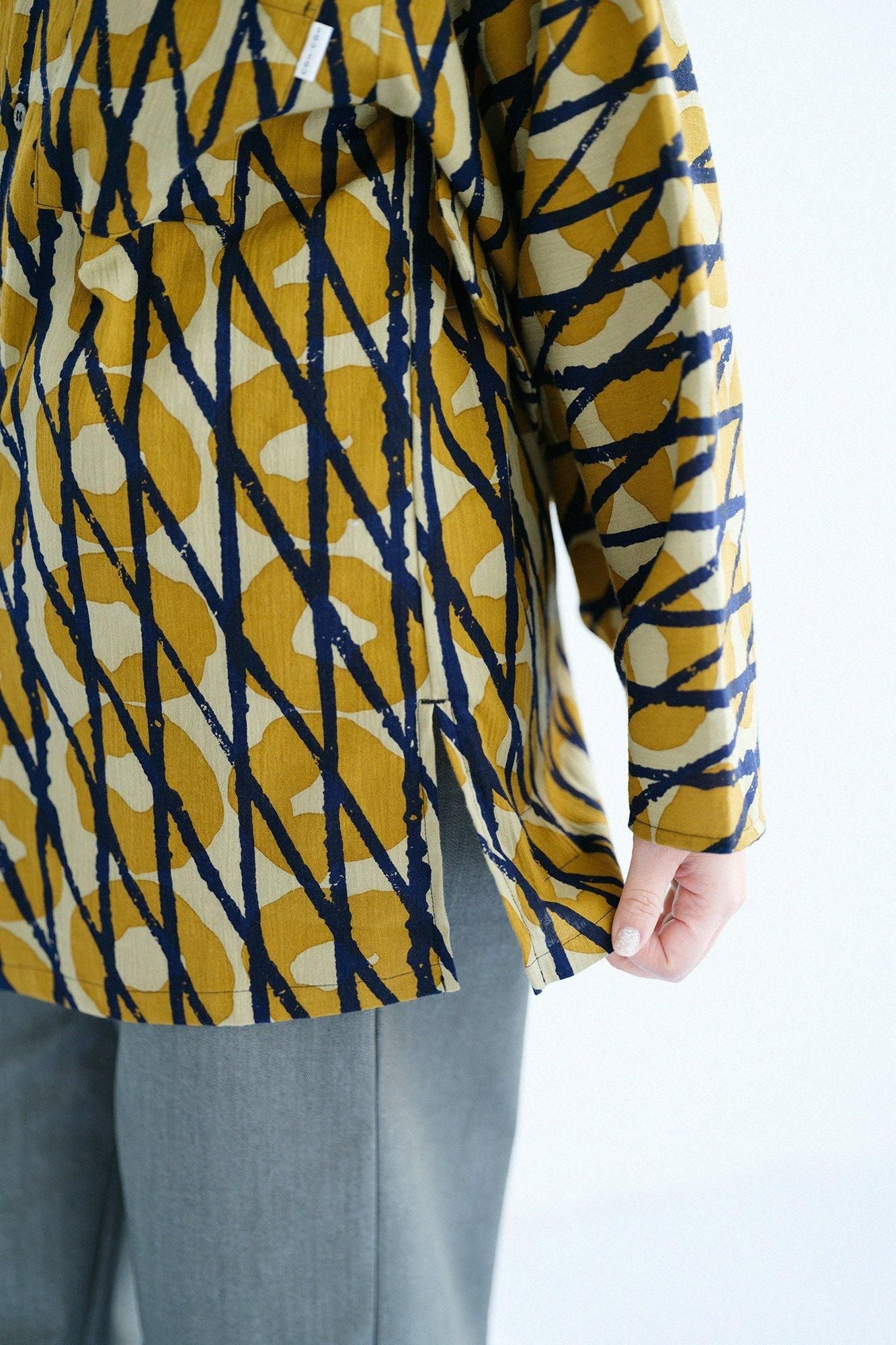 Chizimi Cotton 20/20 Naginata Sleeve Long Shirt) / Storm