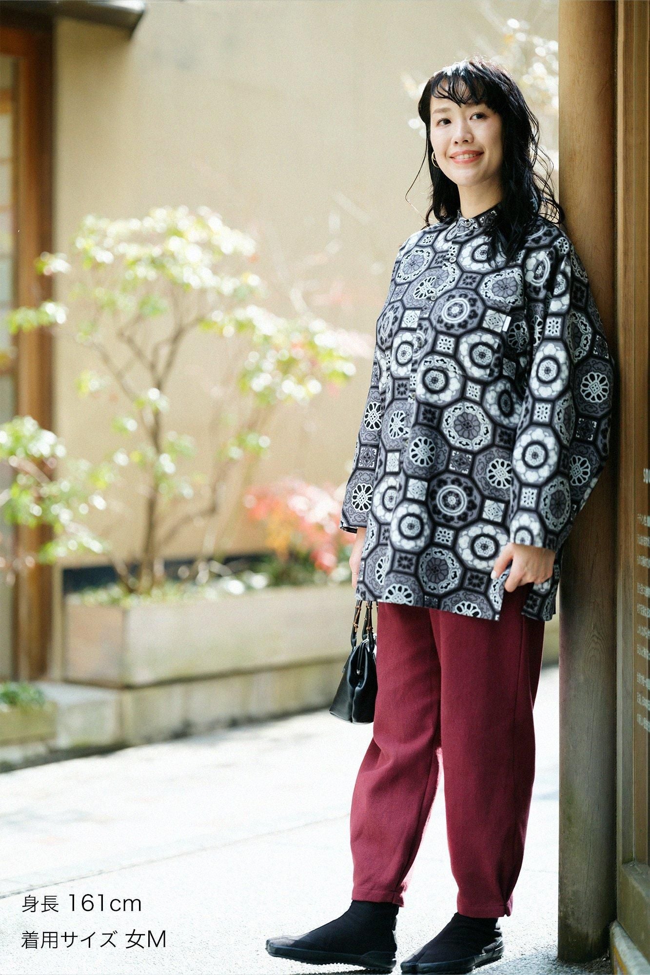 美品 現行 ソウソウ 高島縮 薙刀長草衣 チュニック 間あい シャツ 総柄 美品 現行 ソウソウ 高島縮 薙刀長草衣 チュニック 間あい