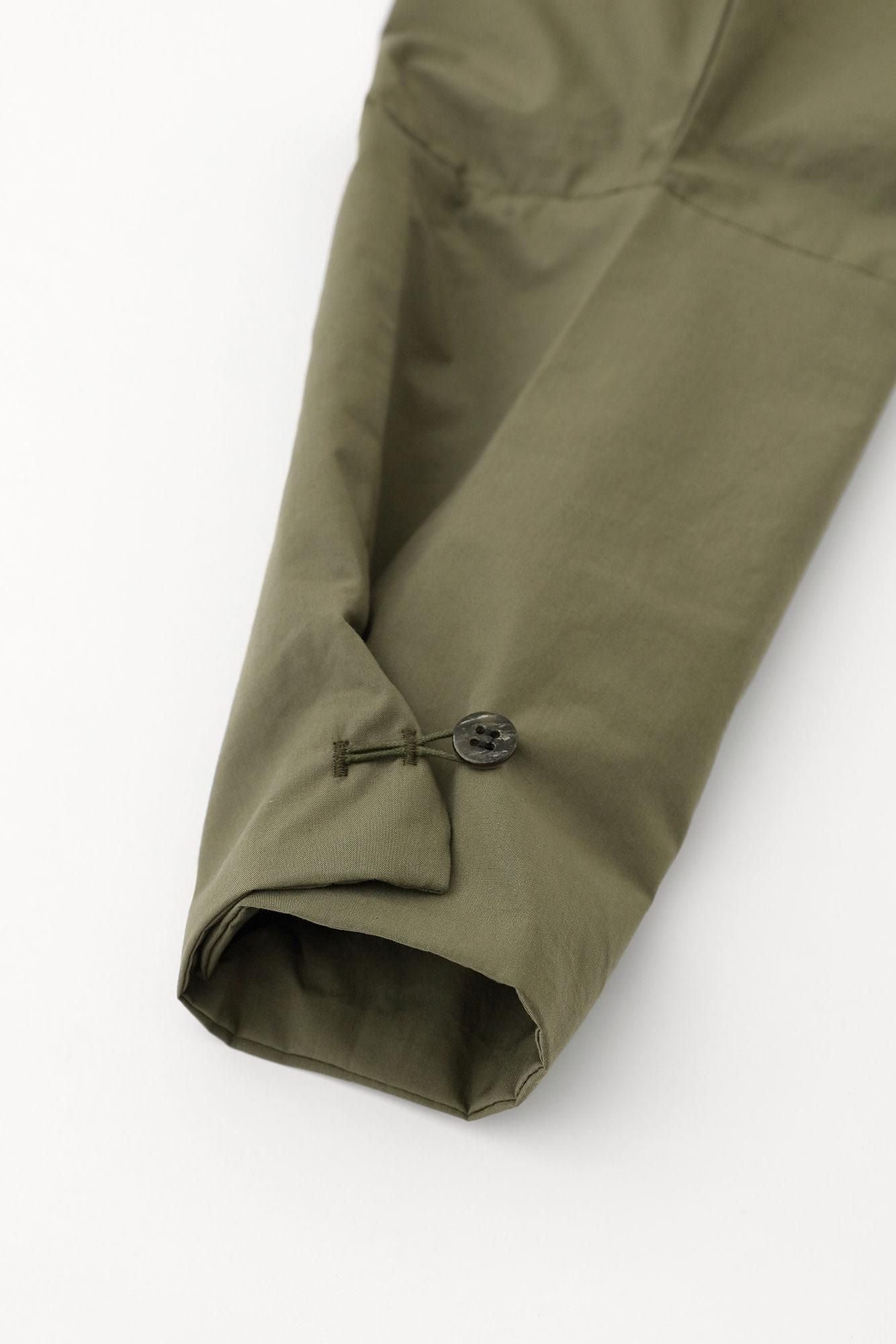 棉布立領筒形袖襯衫／茶褐色