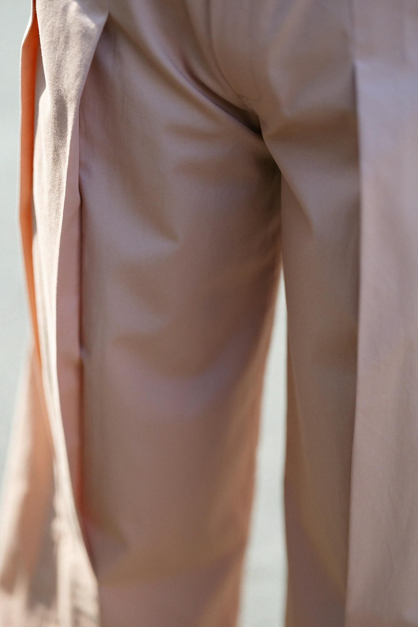 梳毛 袴形褲 附裡襯／橙粉色