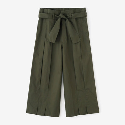 斜紋織 袴形褲／柚葉綠色