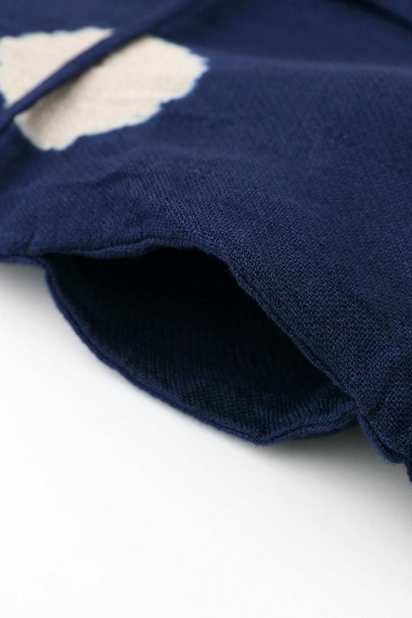 近清絞り 麻 薙刀かり衣（なぎなたかりごろも）／水玉大（みずたまだい） 濃紺（のうこん）×亜麻色（あまいろ）