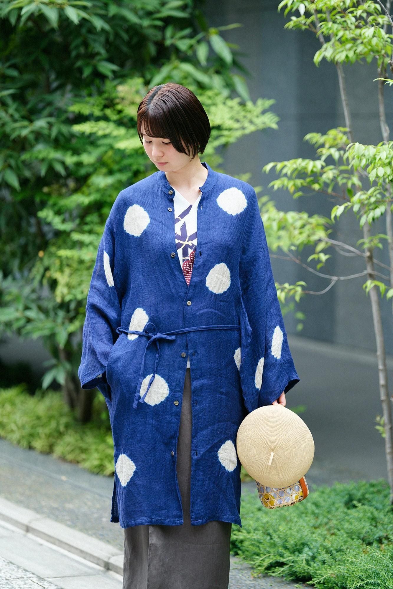 近清絞り 麻 薙刀かり衣（なぎなたかりごろも）／水玉大（みずたまだ