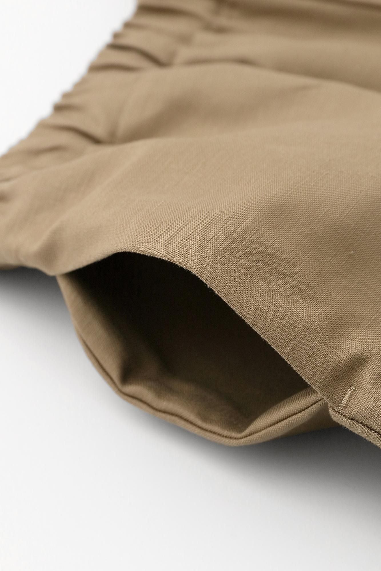 Cotton-linen Blended Weave Wide-legged Pants Odayaka / Pine Brown