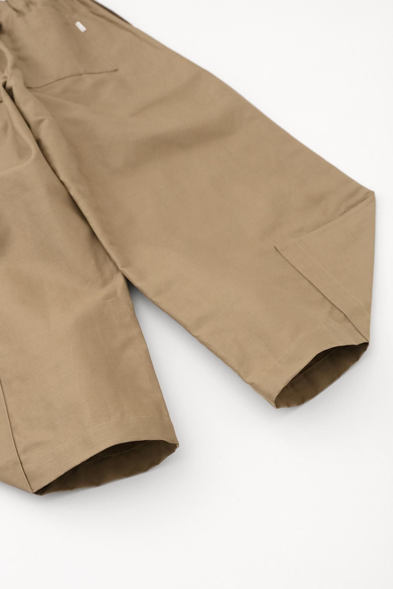 Cotton-linen Blended Weave Wide-legged Pants Odayaka / Pine Brown