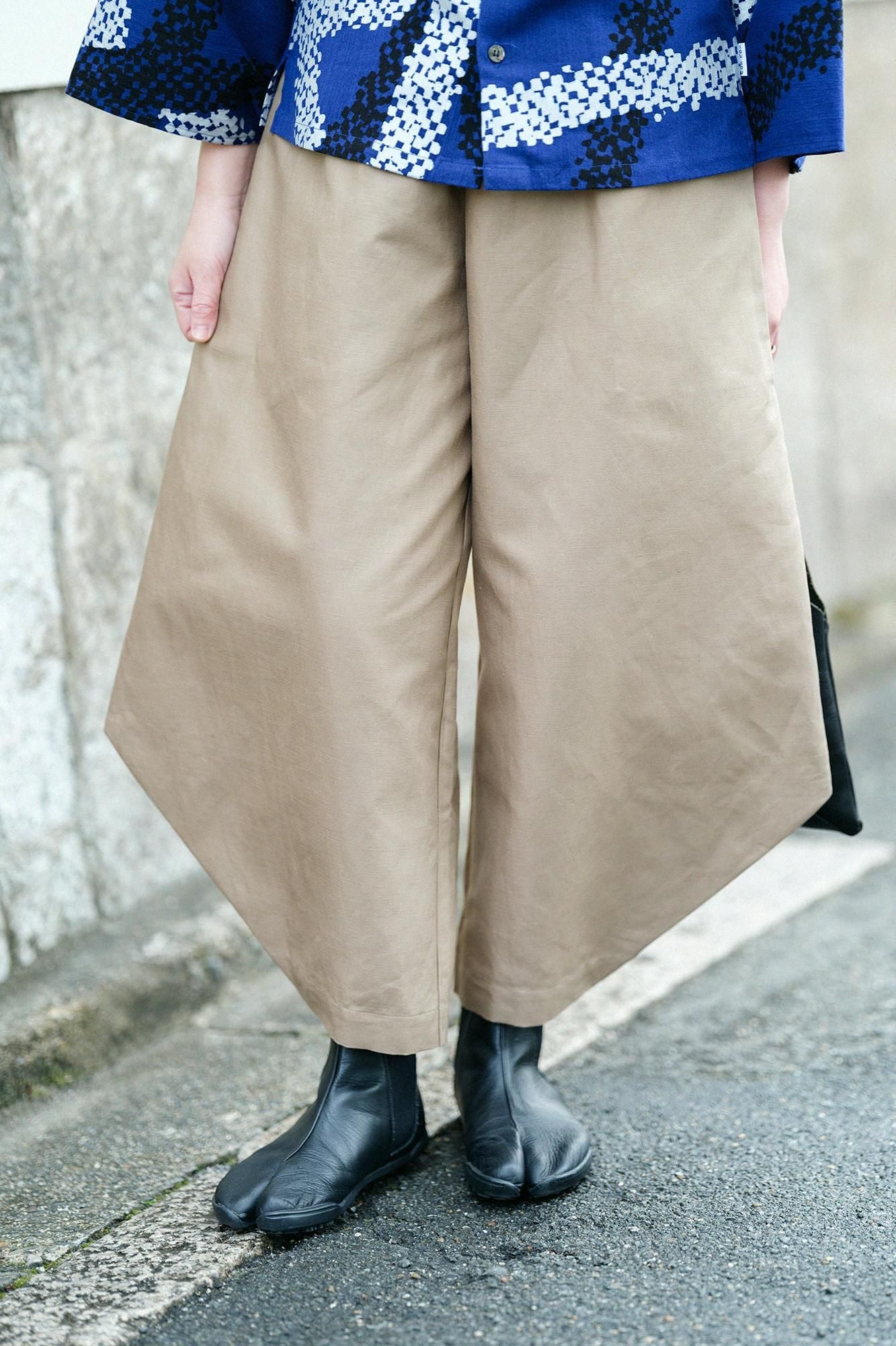 Cotton-linen Blended Weave Wide-legged Pants Odayaka / Pine Brown