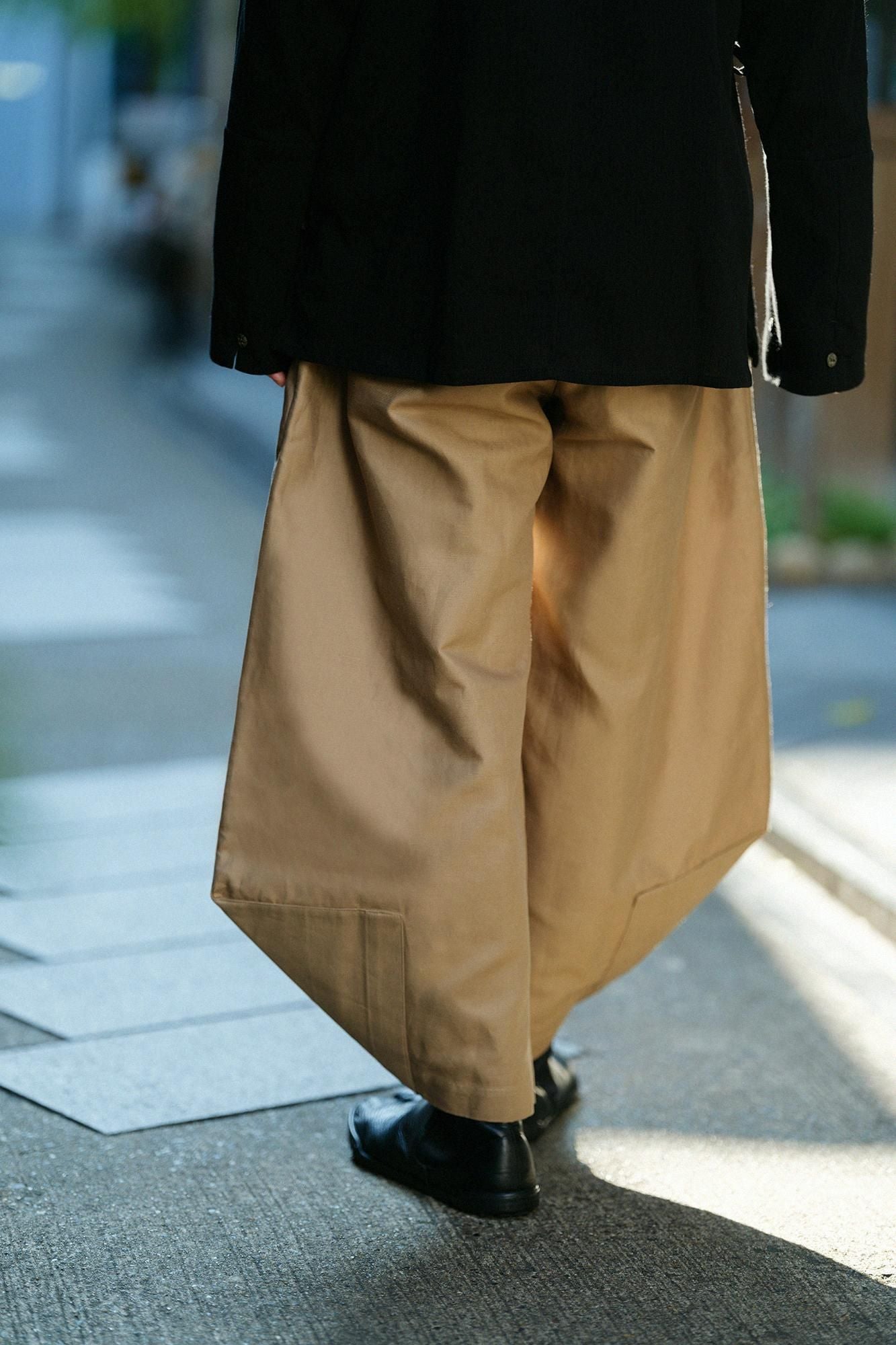 Cotton-linen Blended Weave Wide-legged Pants Odayaka / Pine Brown