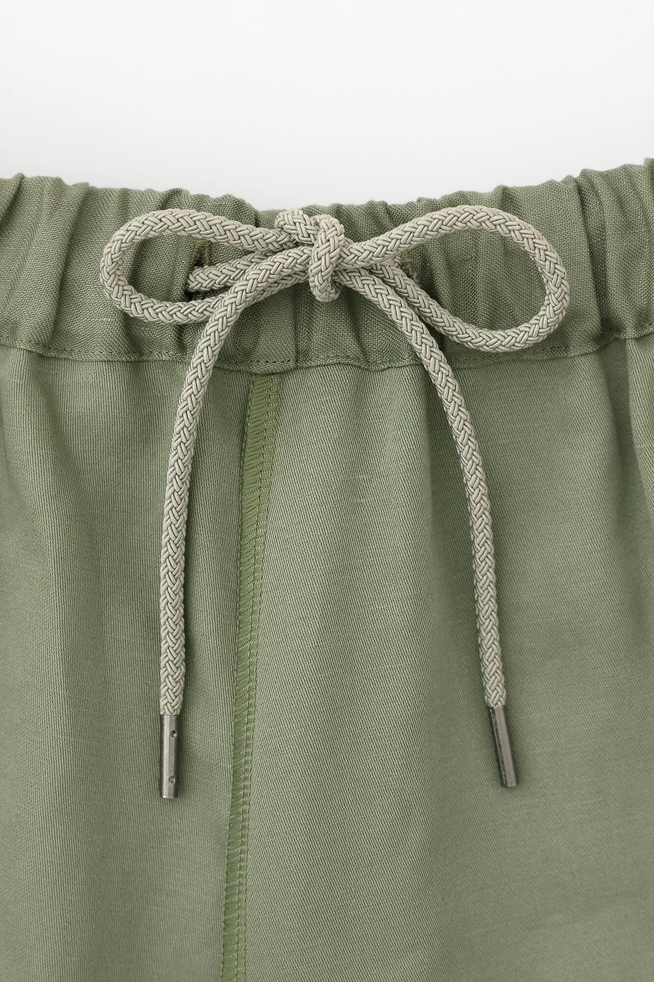 Cotton-linen Blended Weave Wide-legged Pants Odayaka / Military Green