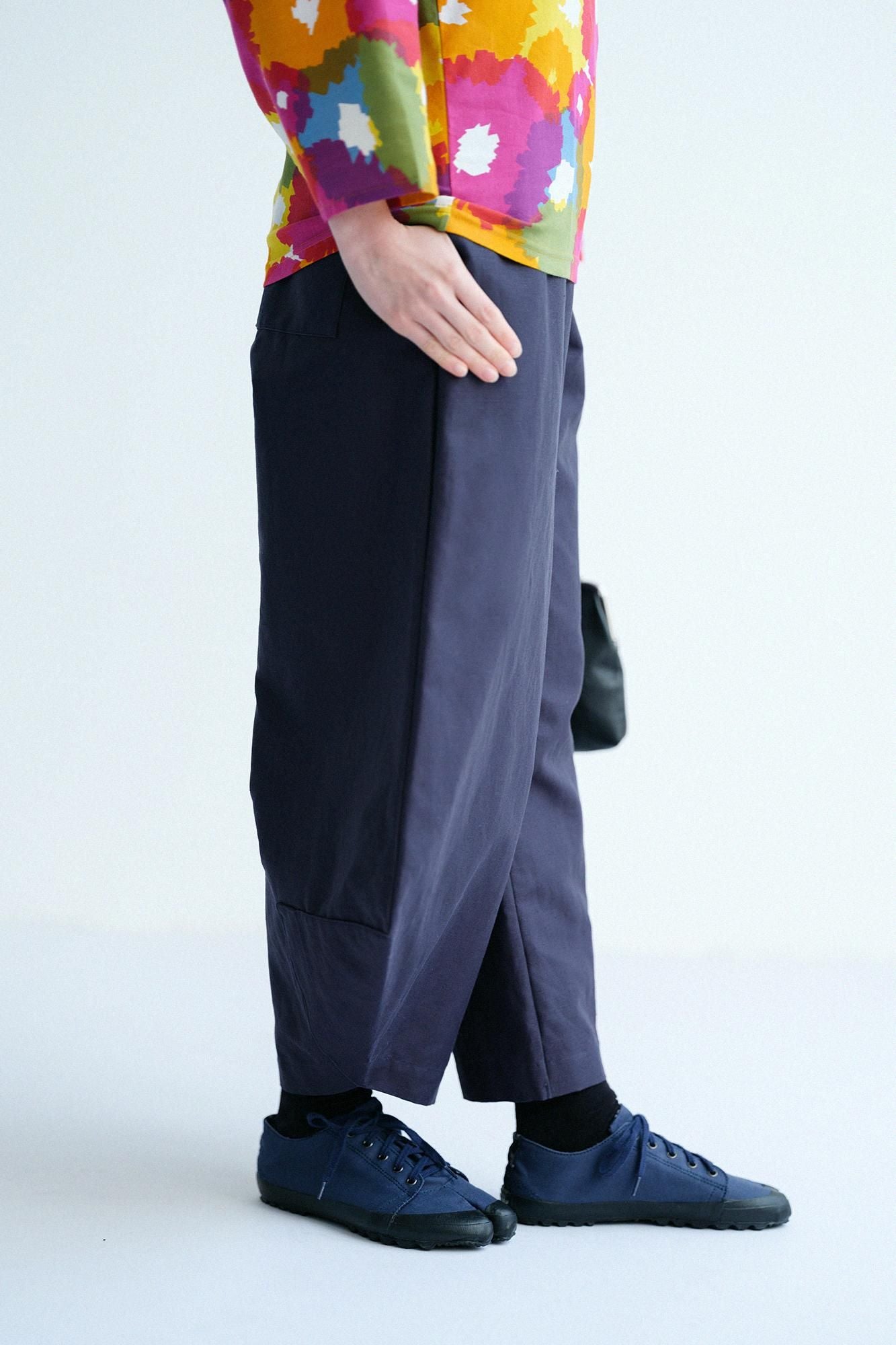 Cotton-linen Blended Weave Wide-legged Pants Odayaka / Dark Navy