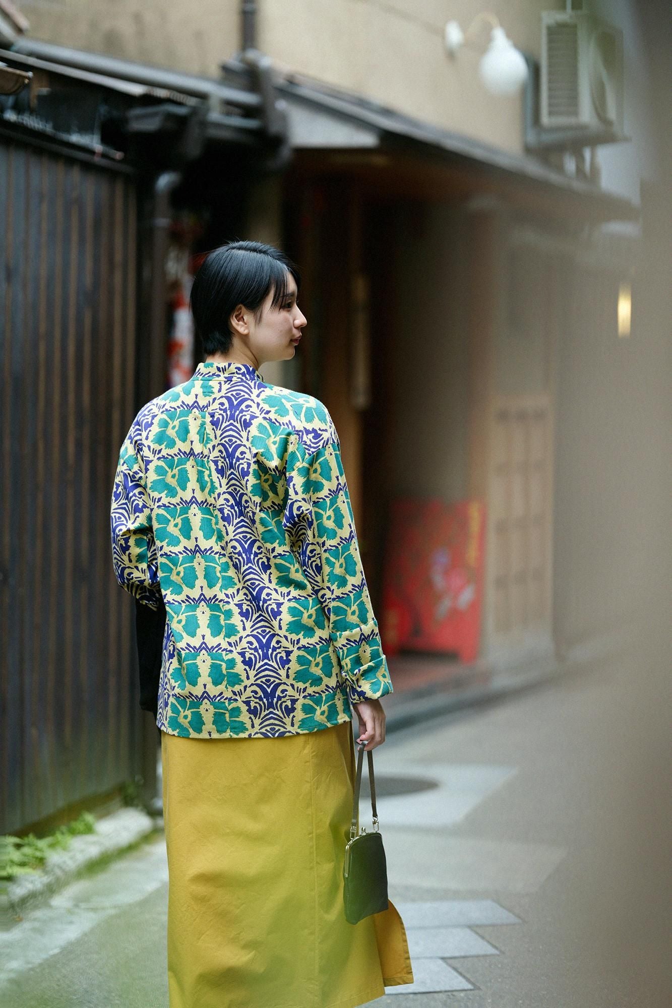 高島縮 20/20 立衿（たちえり） 筒袖襯衣（つつそでしんい）／唐撫子（