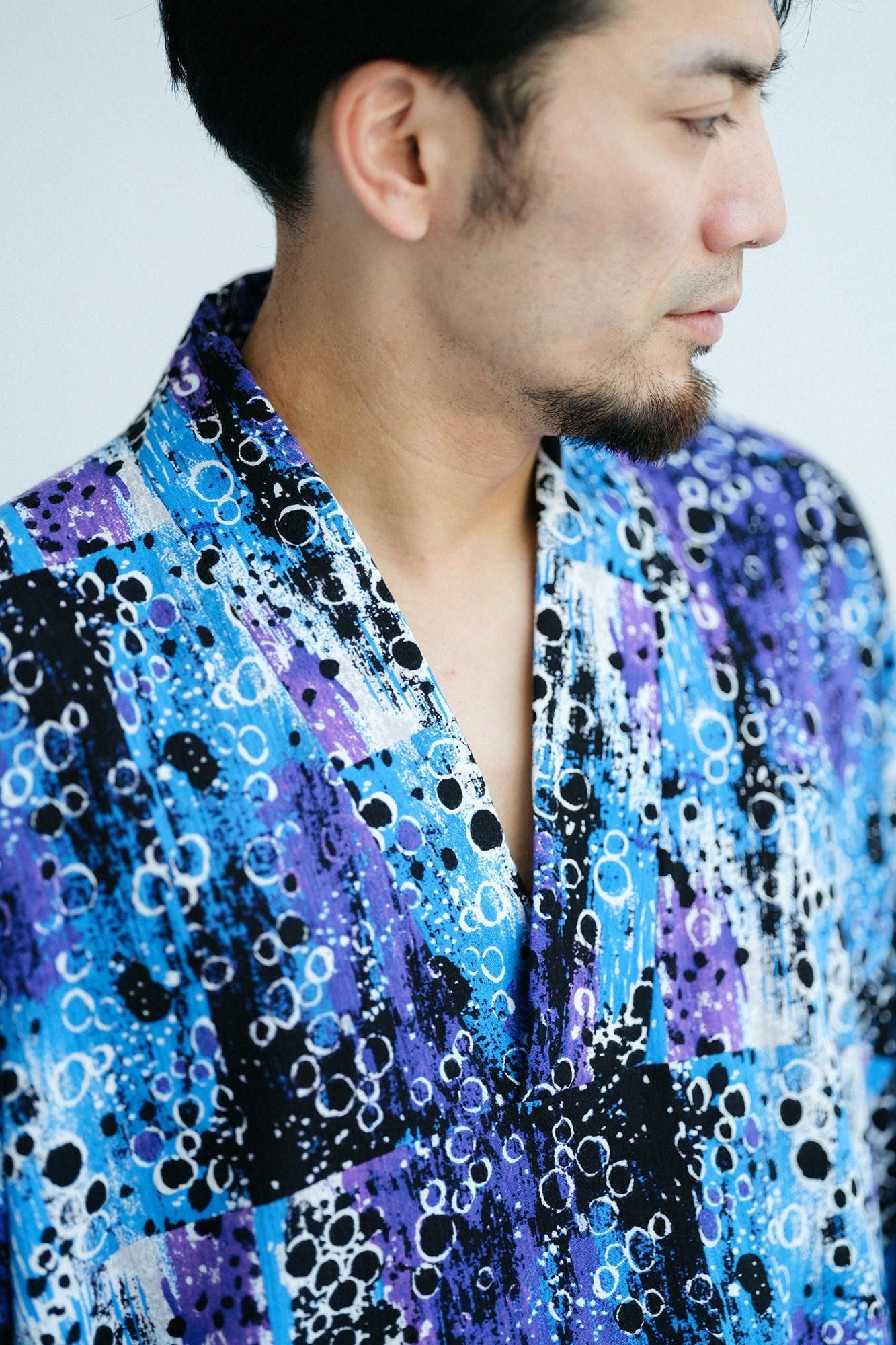 Chizimi Cotton 20/20 Long Fubi Kimono Shirt / Tenmoku
