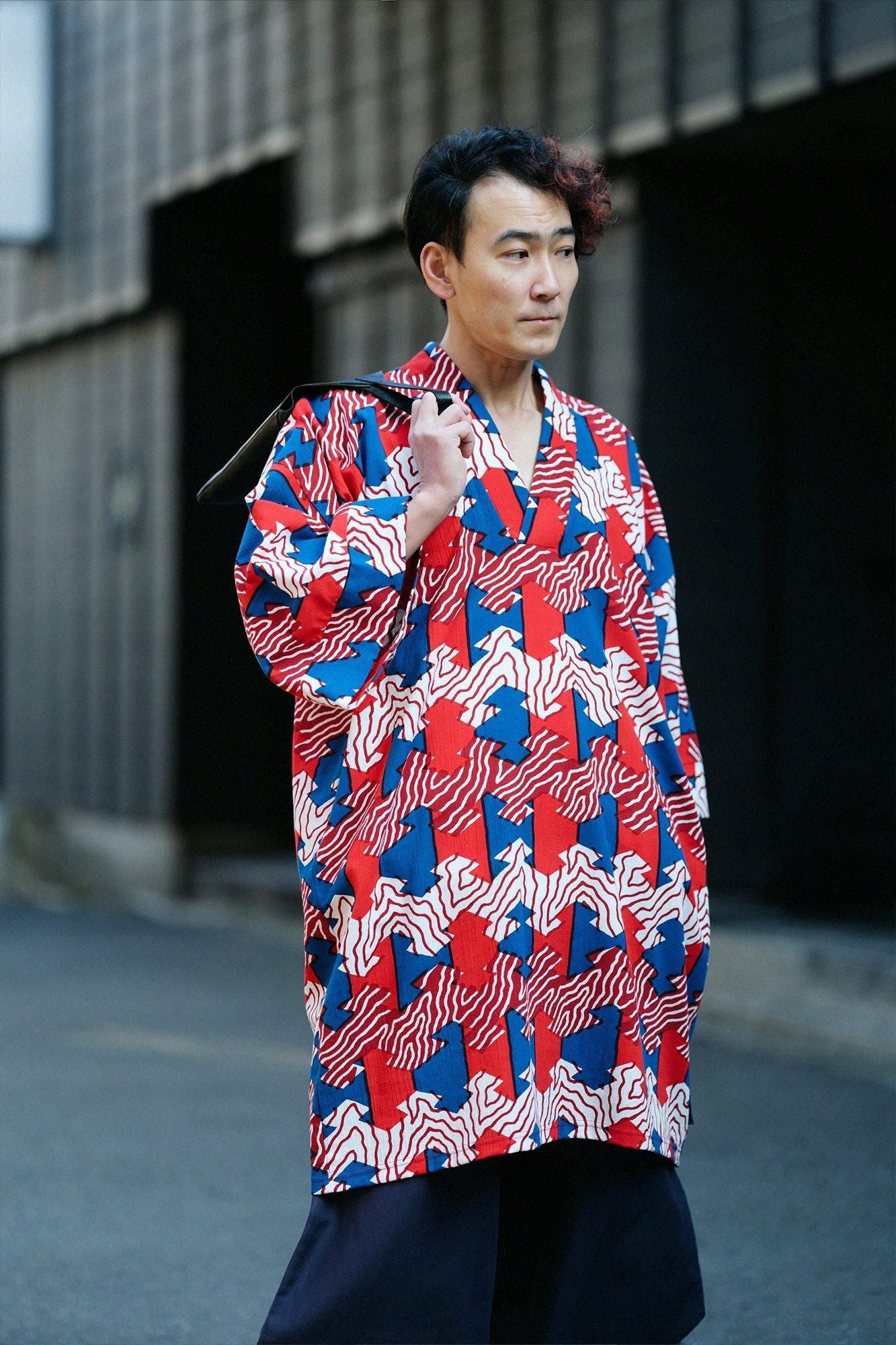 Chizimi Cotton 20/20 Long Fubi Kimono Shirt / Pine Bark Lozenges