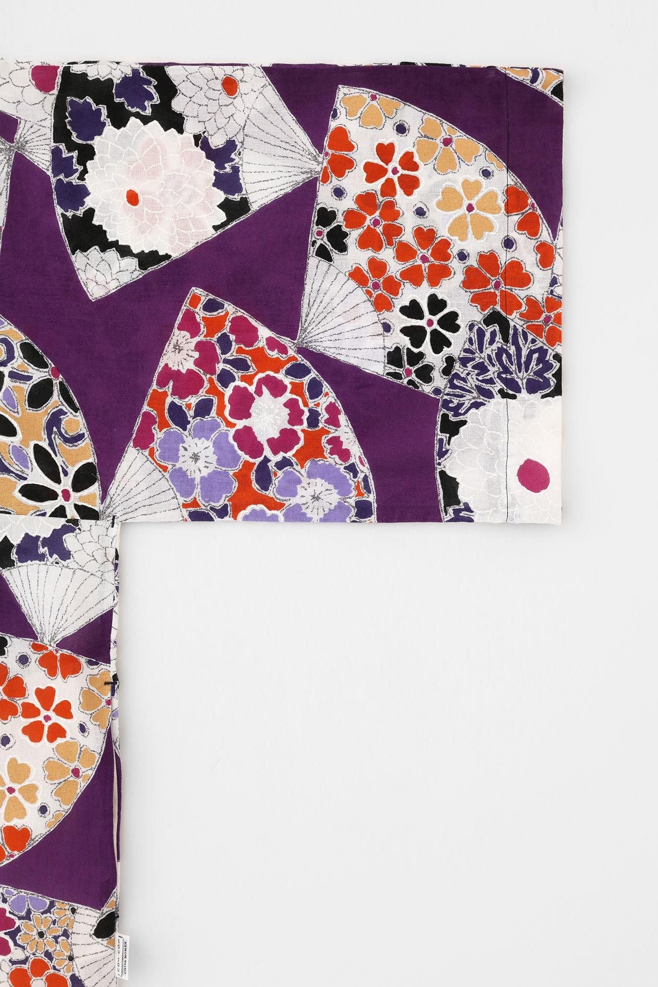 Chita Momen Textur (Okatabira)/Ogi (Fächer) Dunkelviolett (Kokimurasaki)