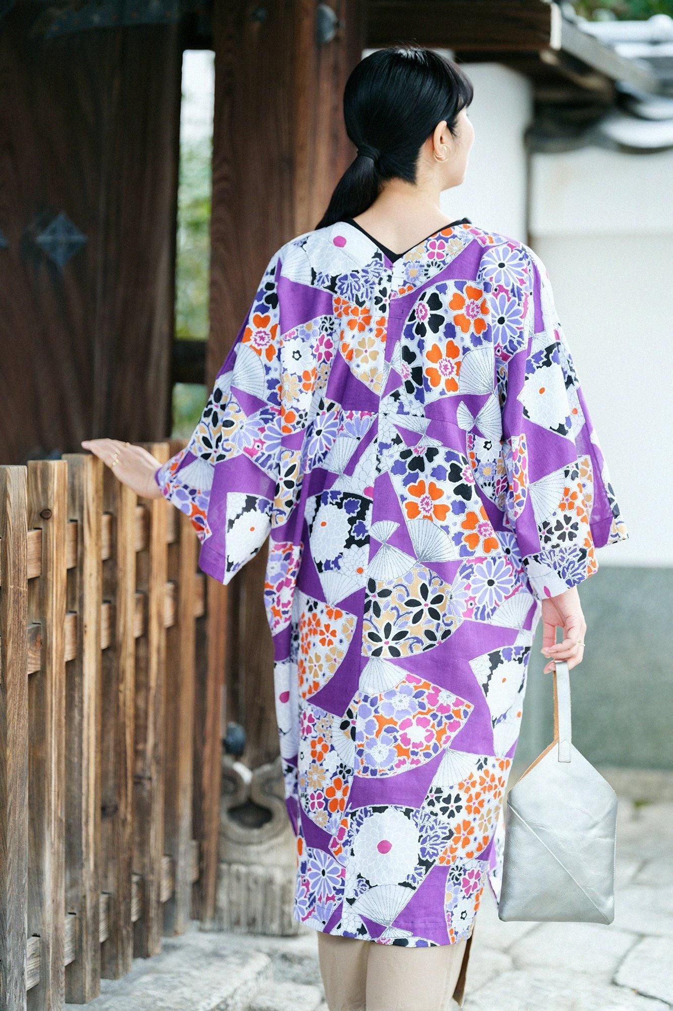 SOU・SOU ソウソウ　知多木綿　大帷　くちなし 知多木綿 文（ぶん） 大帷（おおかたびら）／扇（おうぎ） 濃紫（こき