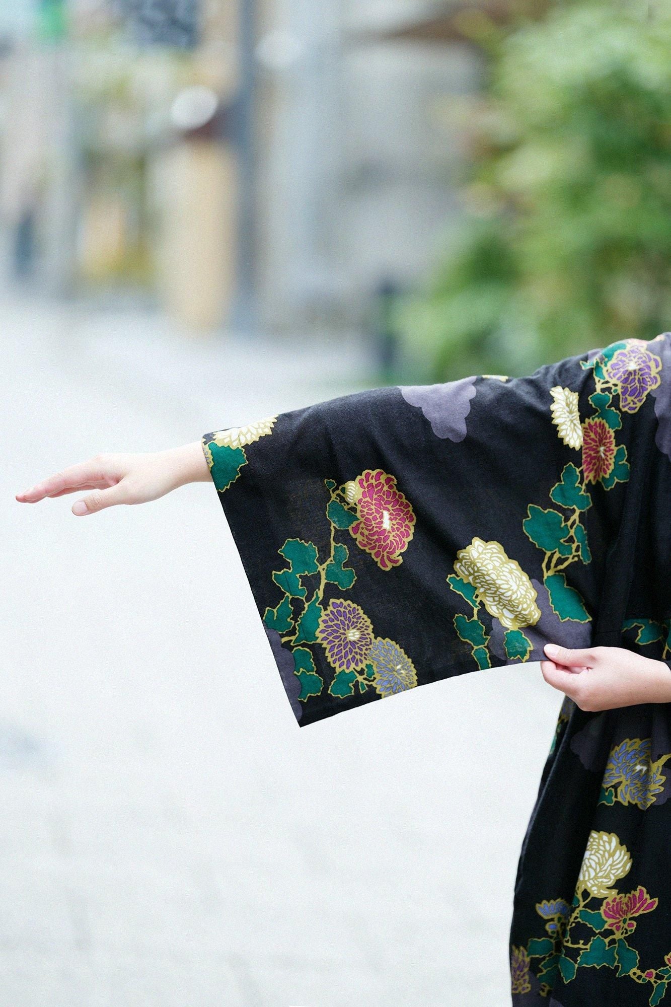 知多木綿 文（ぶん） 大帷（おおかたびら）／雲取り（くもどり）に菊