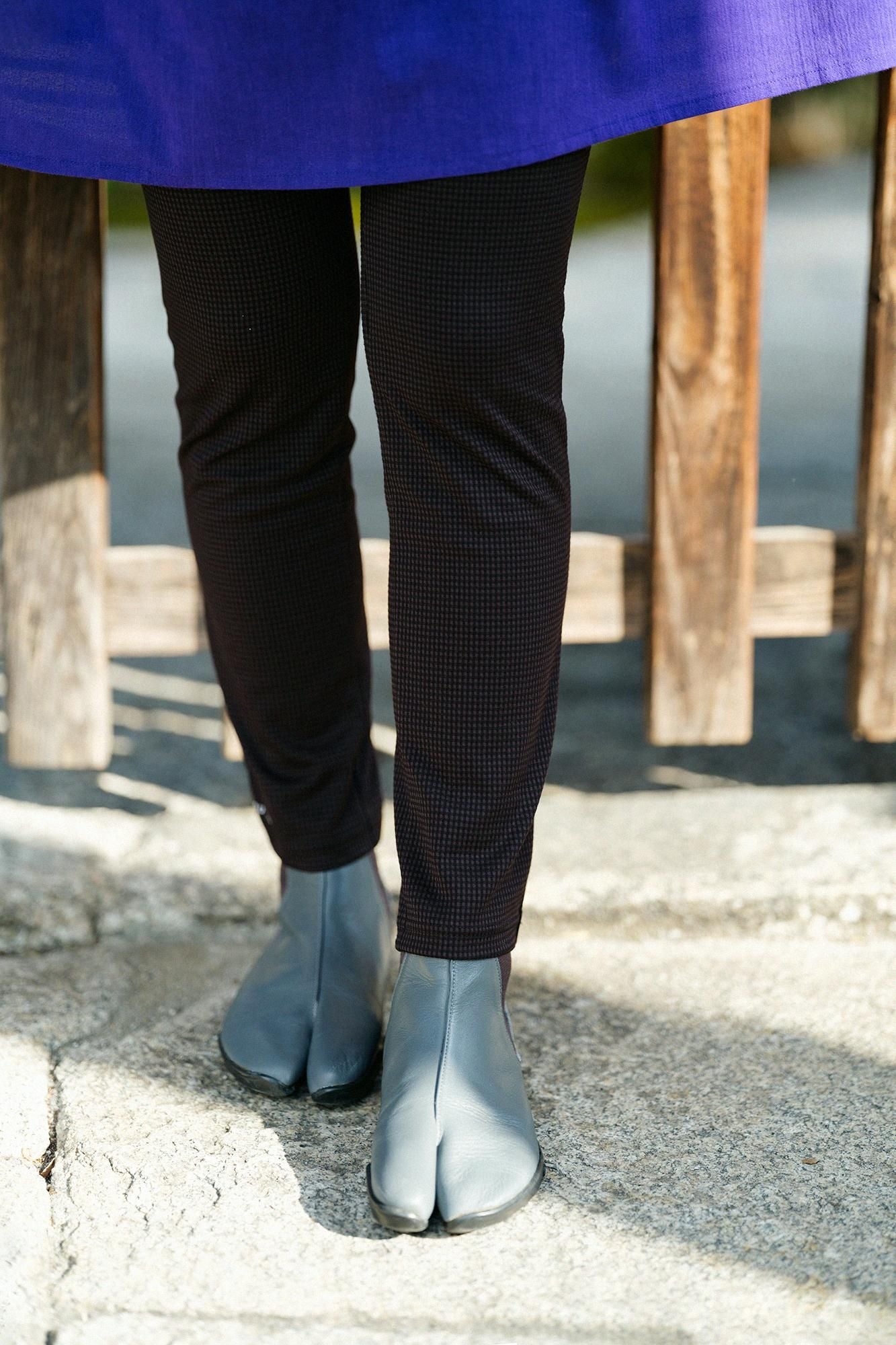 Hahnentritt-Gitterstrick, schmale Form, En-Yuu-Trageweise/Sumikuro