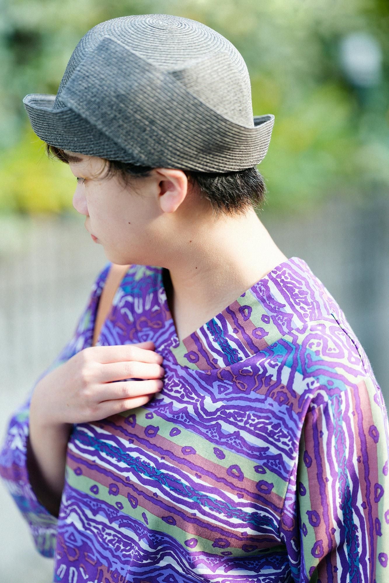 高島縮棉 40/40 和服領上衣/ 撩亂