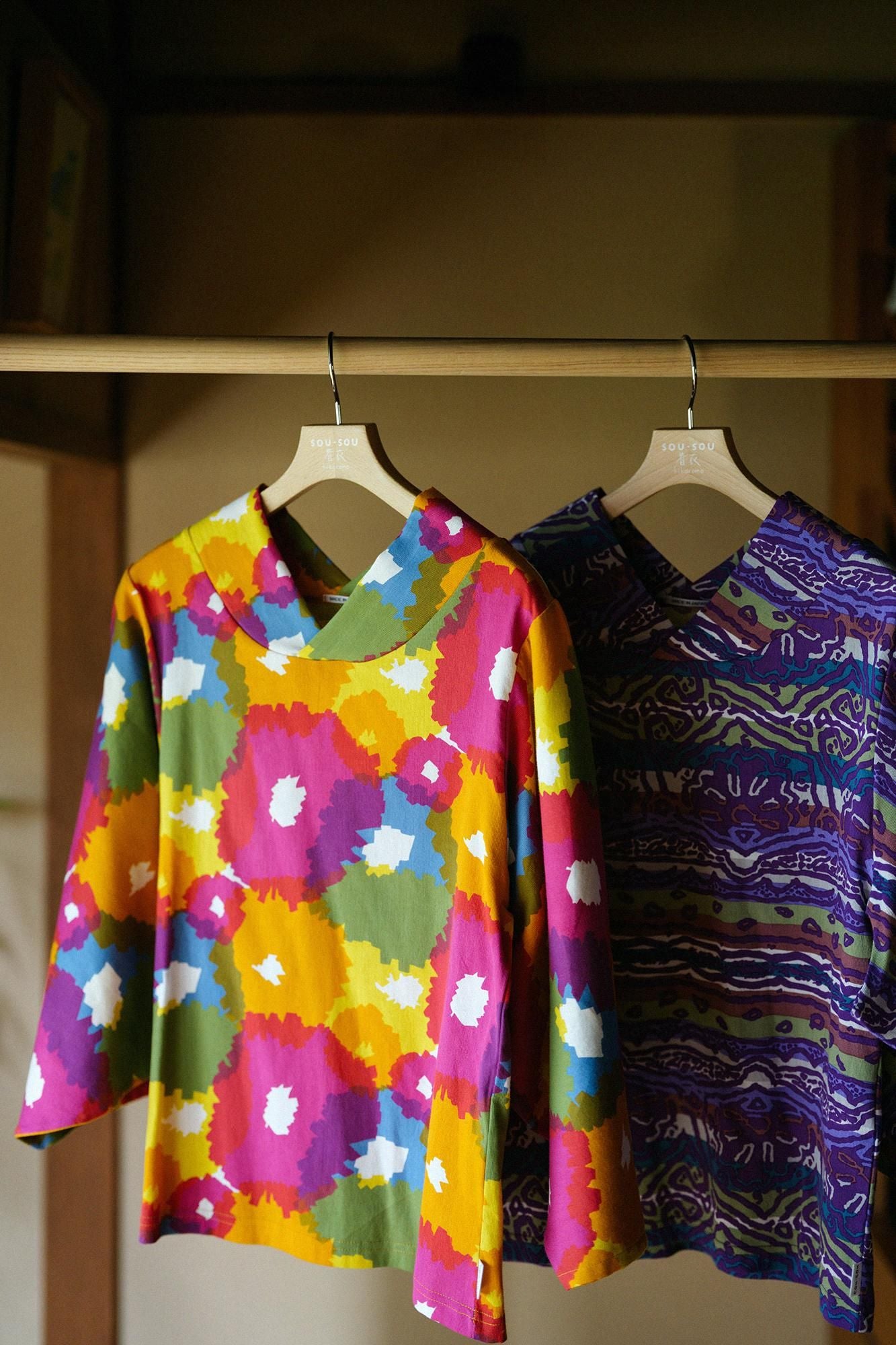 高島縮棉 40/40 和服領上衣/ 撩亂