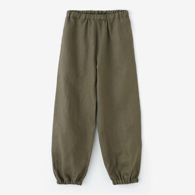 麻 斜紋織 作務衣下裝／橄欖綠