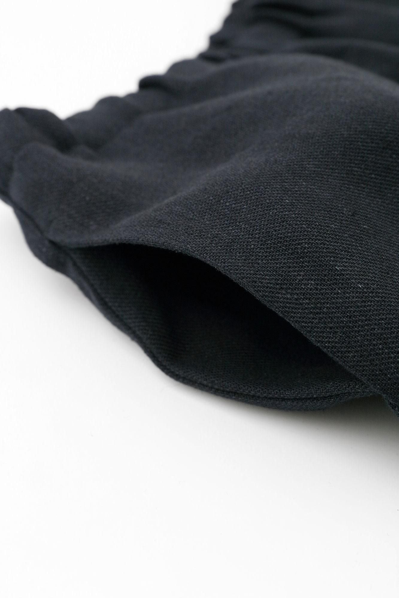 麻 斜紋織 作務衣下裝／暗藍色